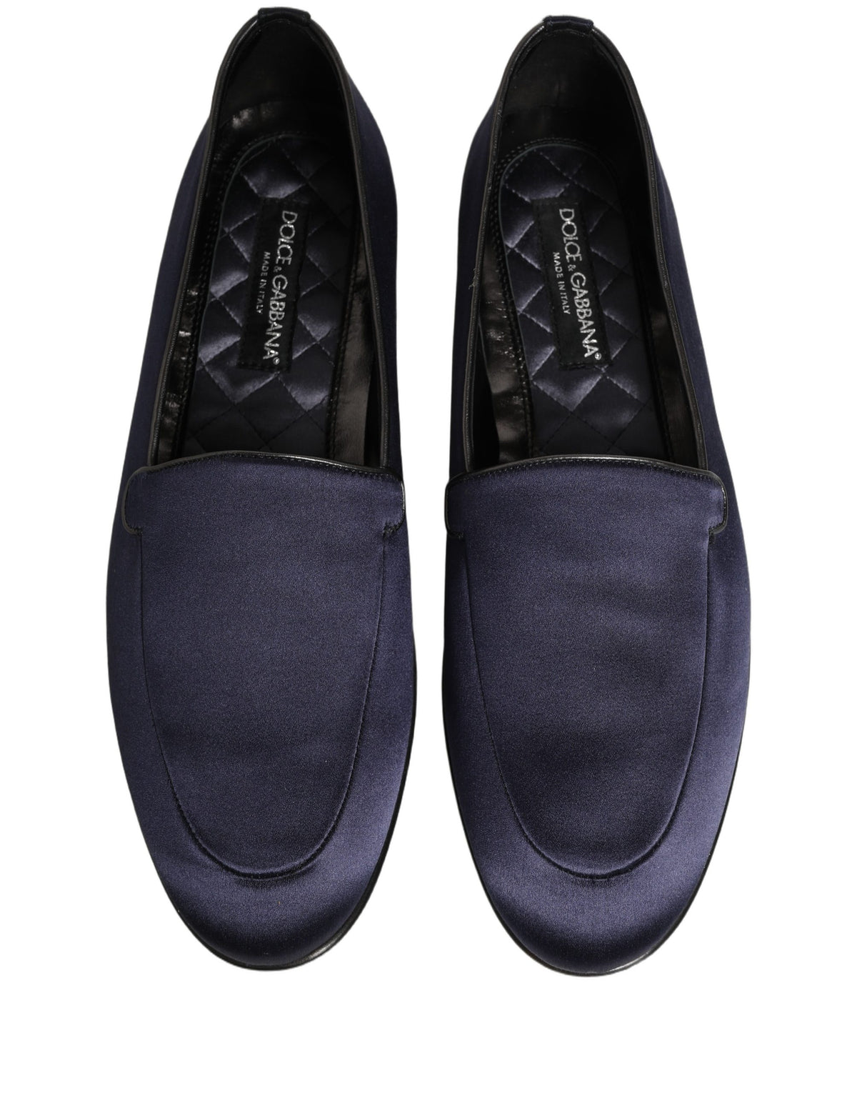 Dolce & Gabbana Navy Blue Satin DG Logo Dress Loafers Men's Shoes