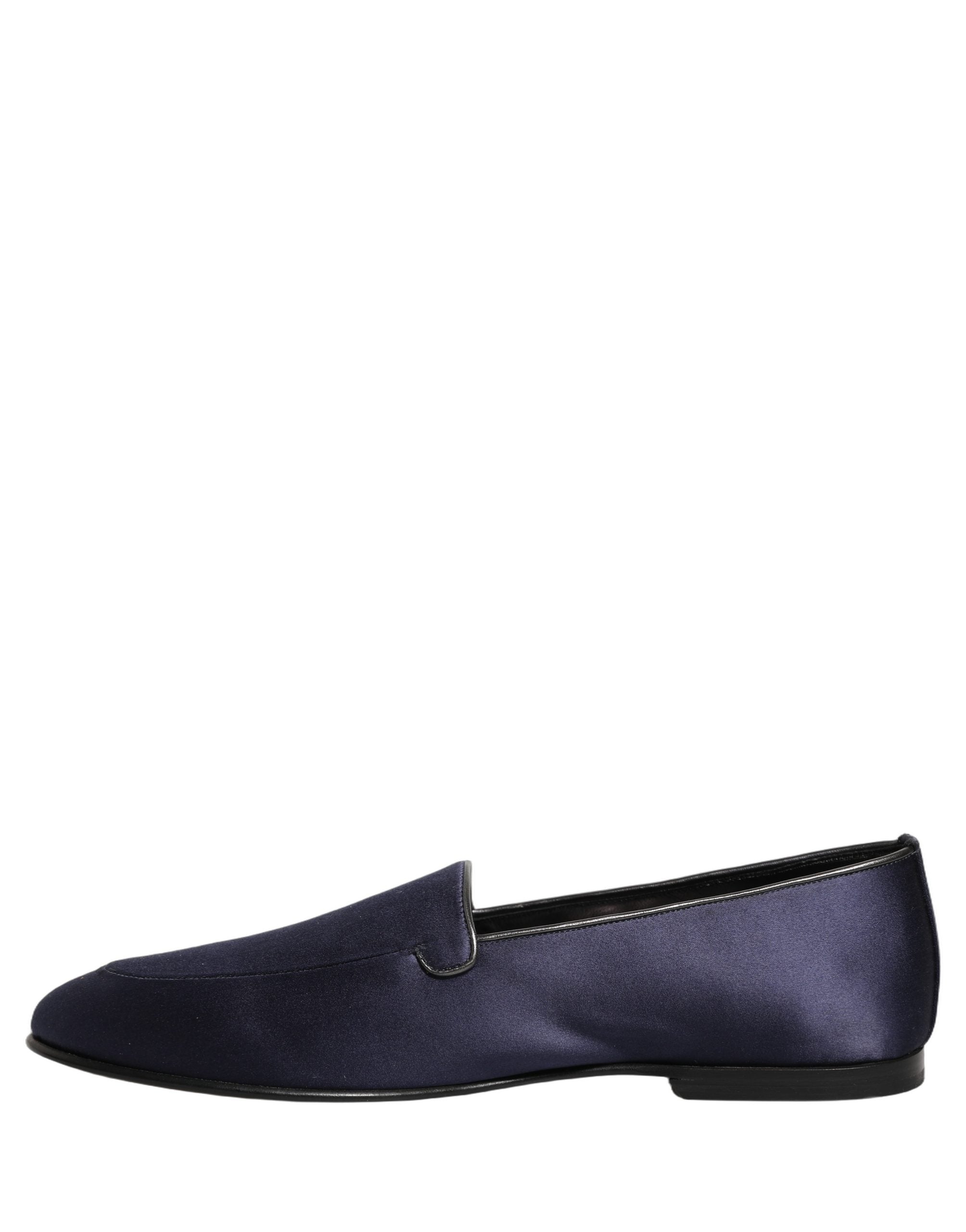 Dolce & Gabbana Navy Blue Satin DG Logo Dress Loafers Men's Shoes
