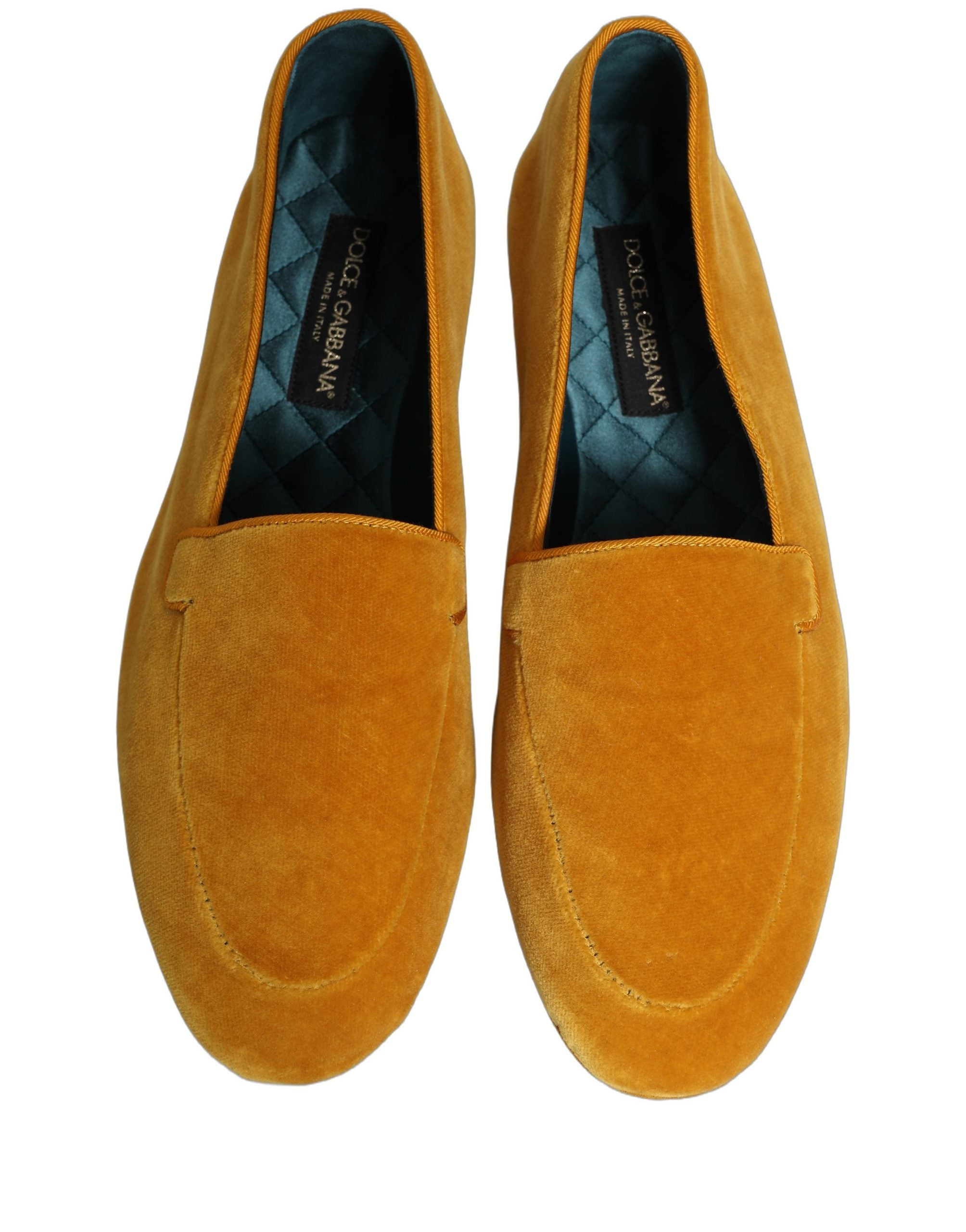 Dolce & Gabbana Yellow Velvet Slip On Men Dress Loafers Men's Shoes
