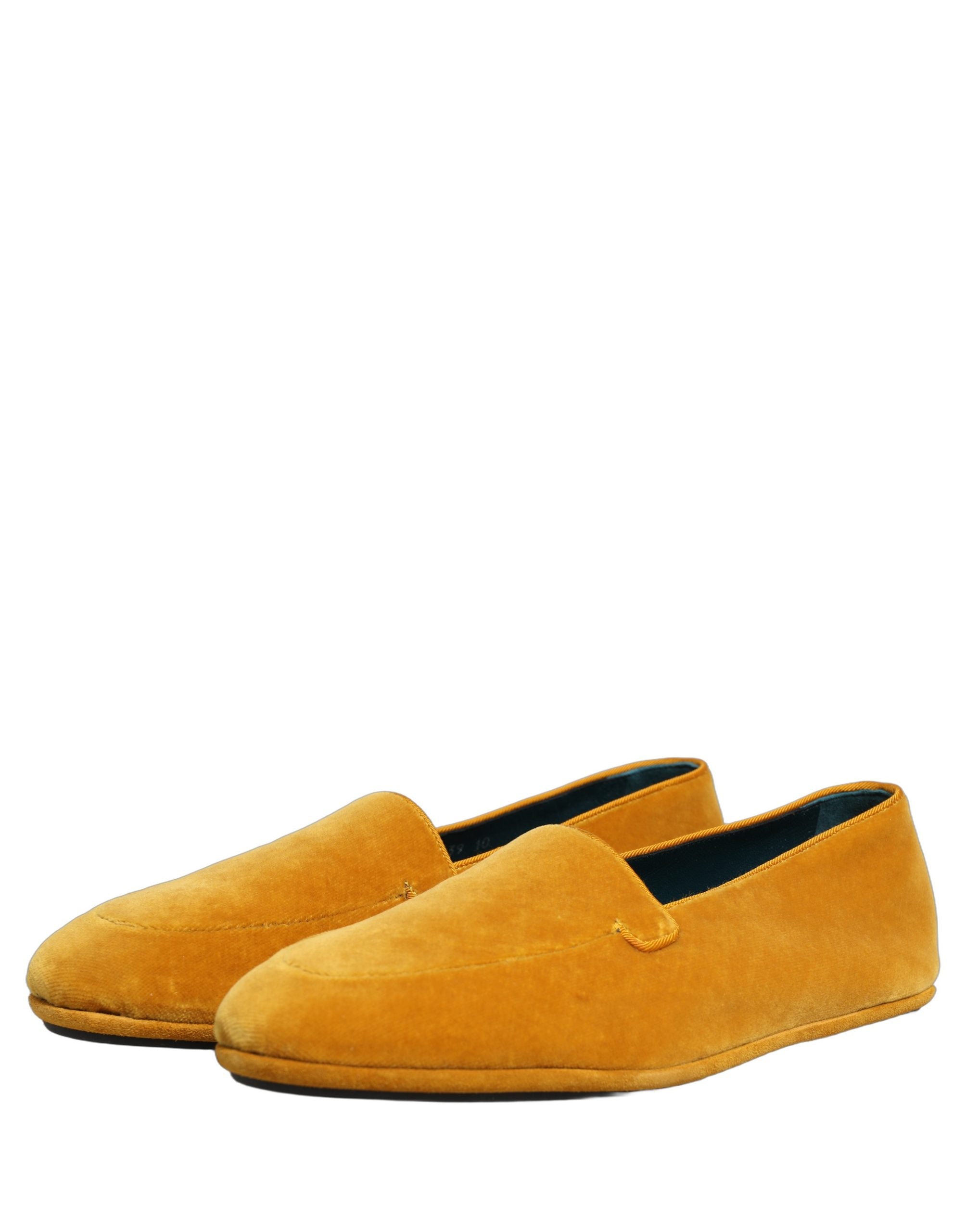 Dolce & Gabbana Yellow Velvet Slip On Men Dress Loafers Men's Shoes