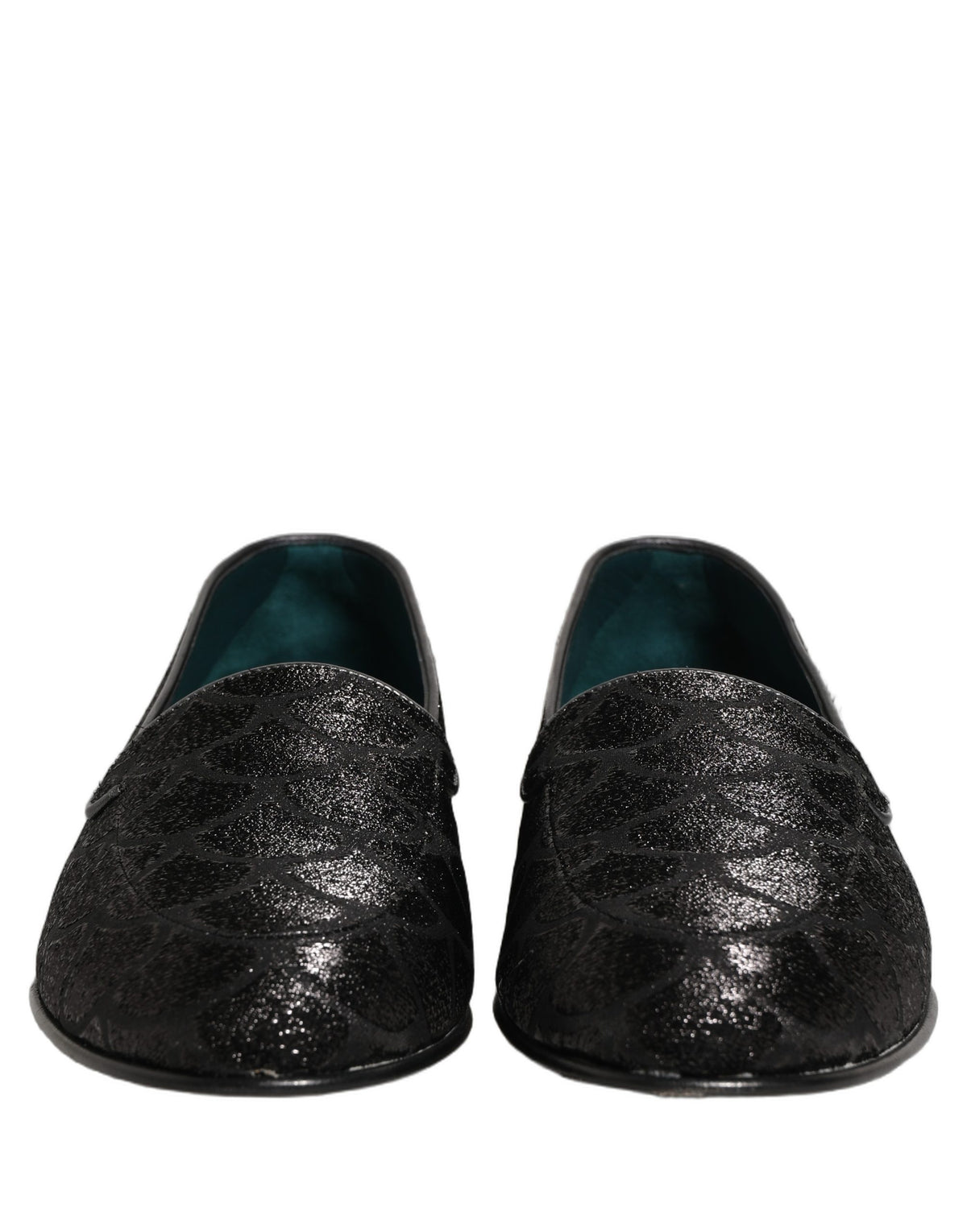 Dolce & Gabbana Black Glitter Brocade Men Dress Loafers Men's Shoes