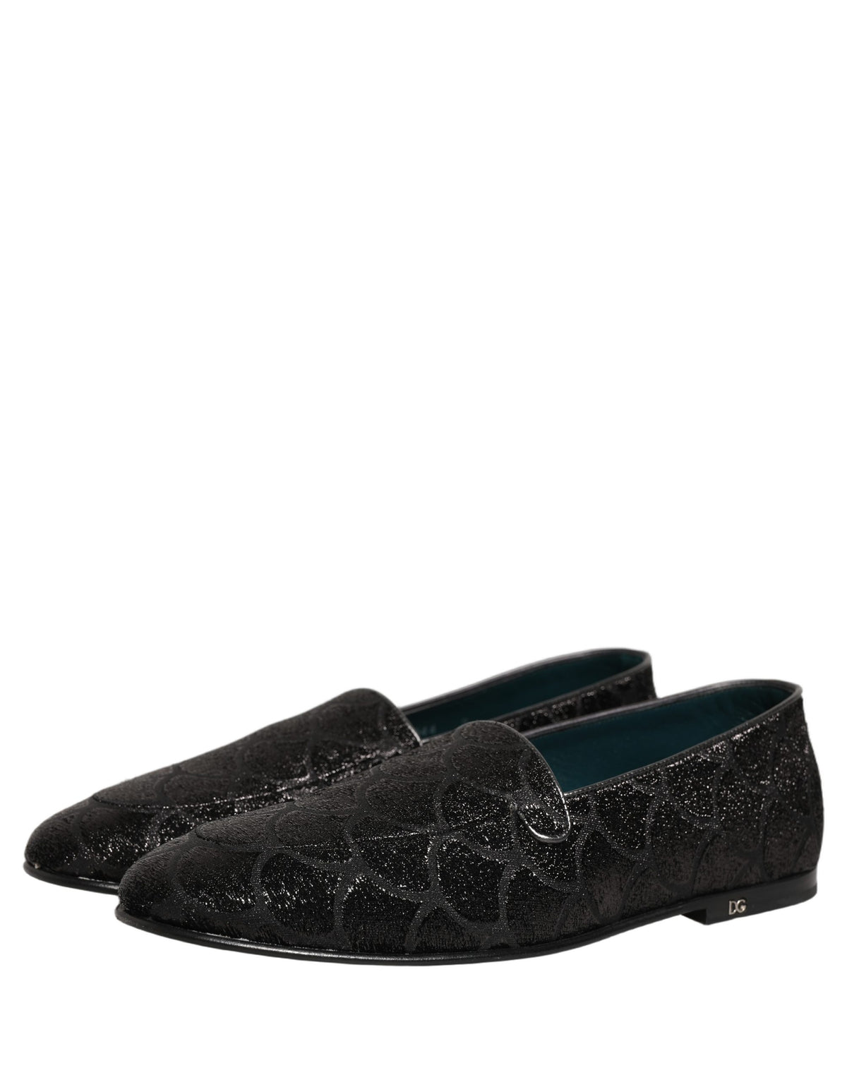 Dolce & Gabbana Black Glitter Brocade Men Dress Loafers Men's Shoes