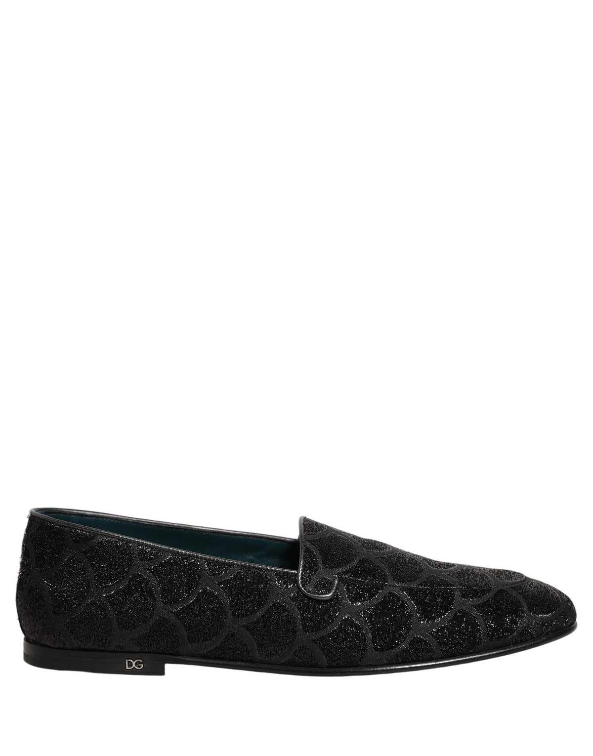 Dolce & Gabbana Black Glitter Brocade Men Dress Loafers Men's Shoes