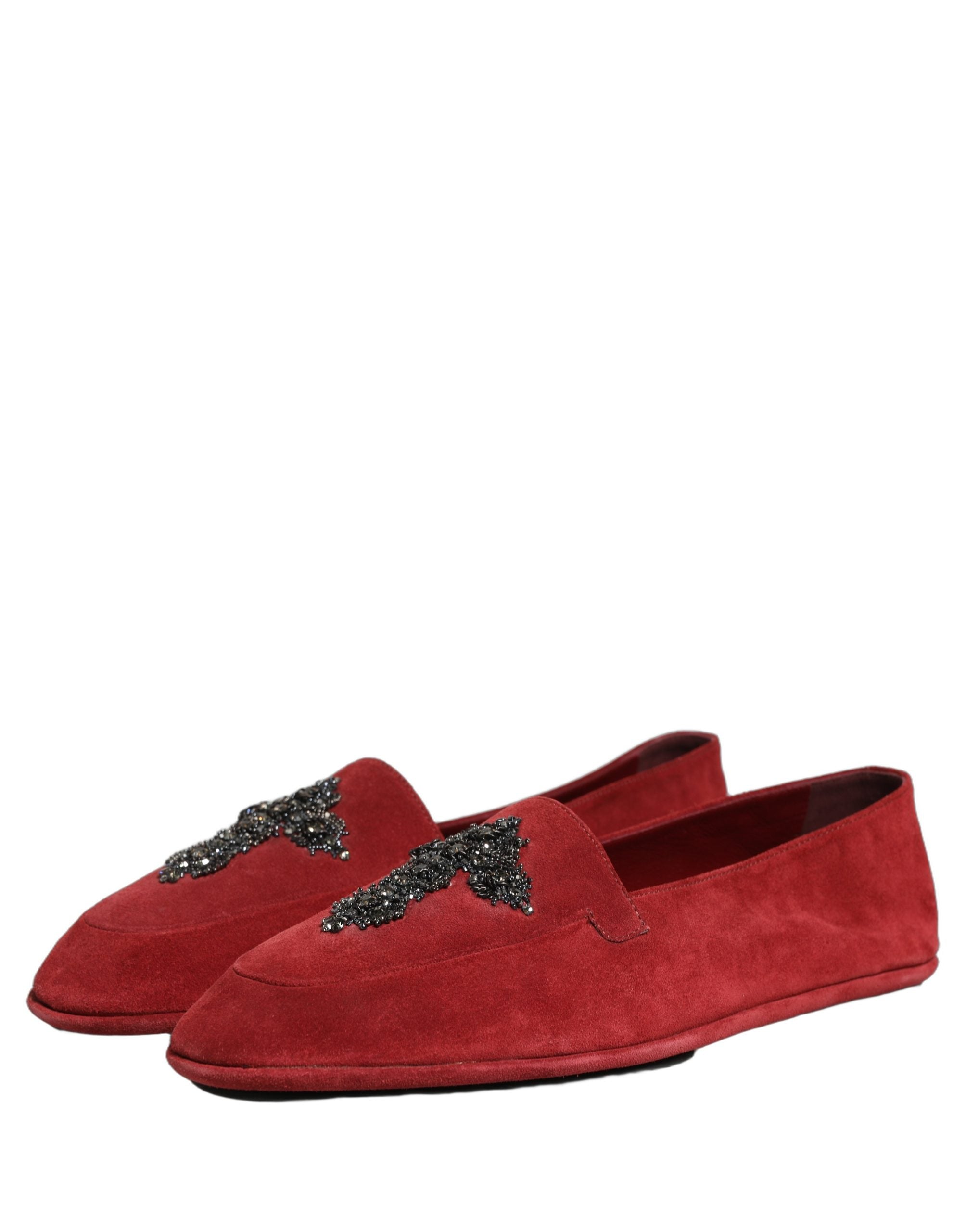 Dolce & Gabbana Red Suede Cross Slip On Dress Loafers Men's Shoes