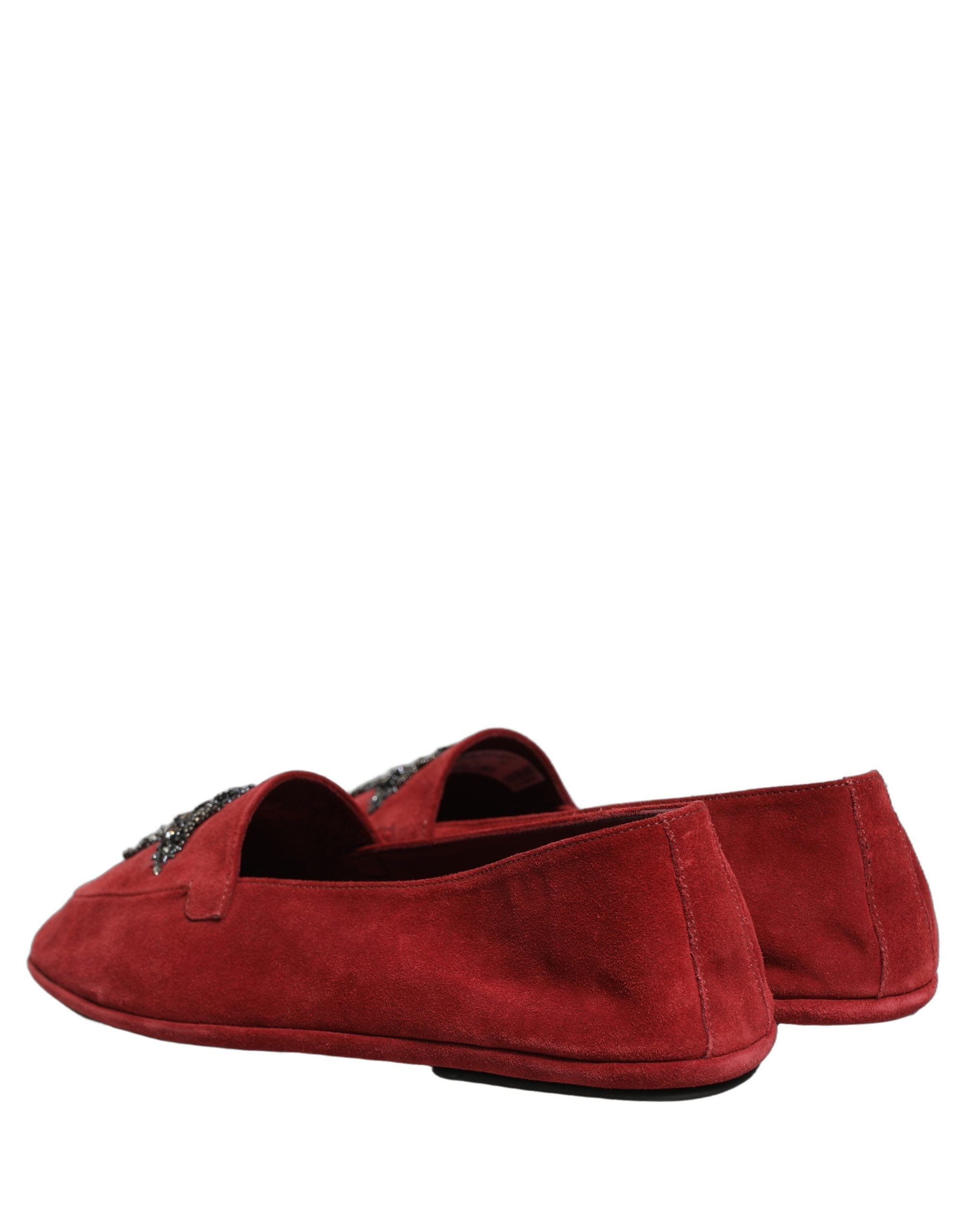 Dolce & Gabbana Red Suede Cross Slip On Dress Loafers Men's Shoes