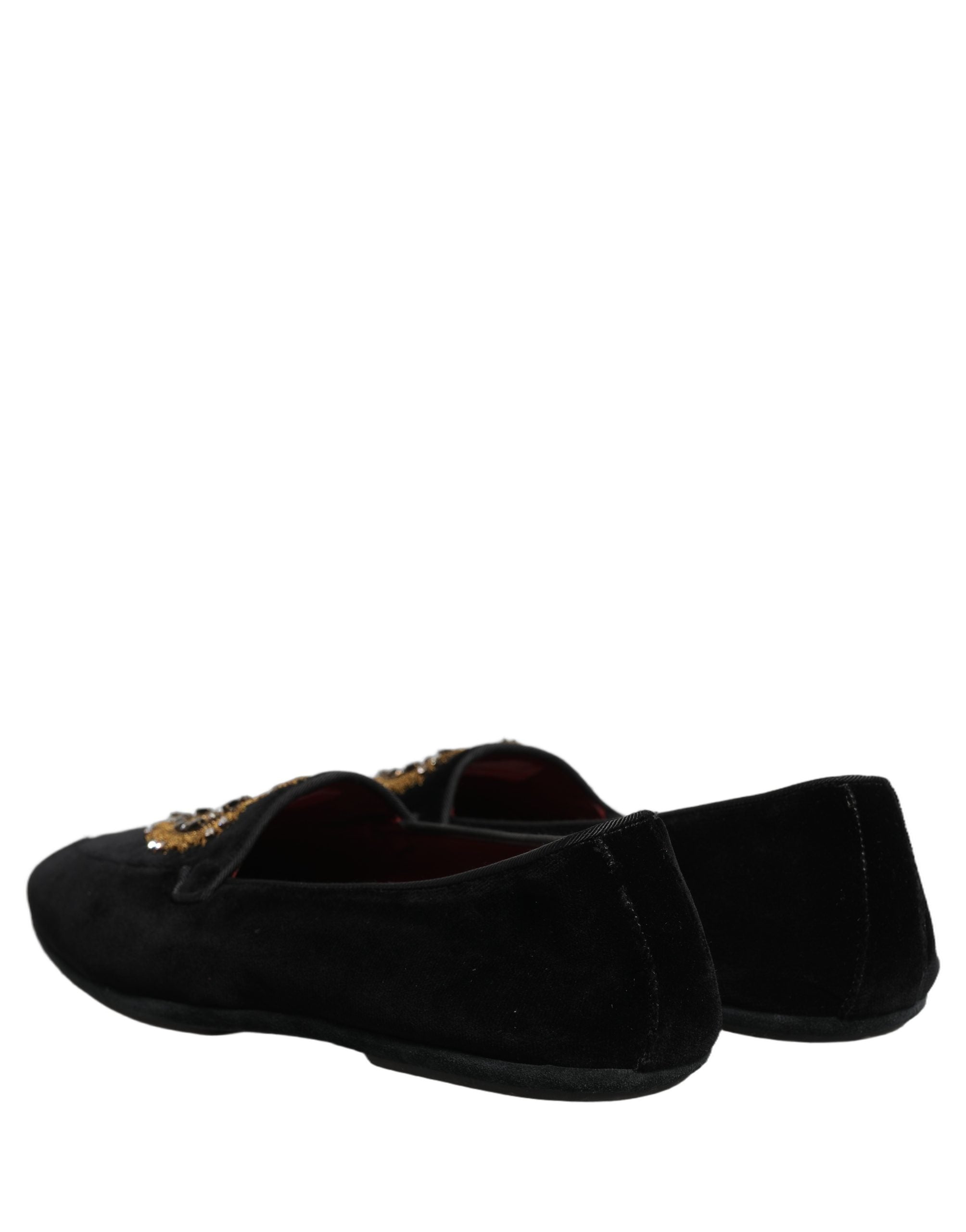 Dolce & Gabbana Black Velvet Sacred Heart Dress Loafers Men's Shoes (Pre-Owned)