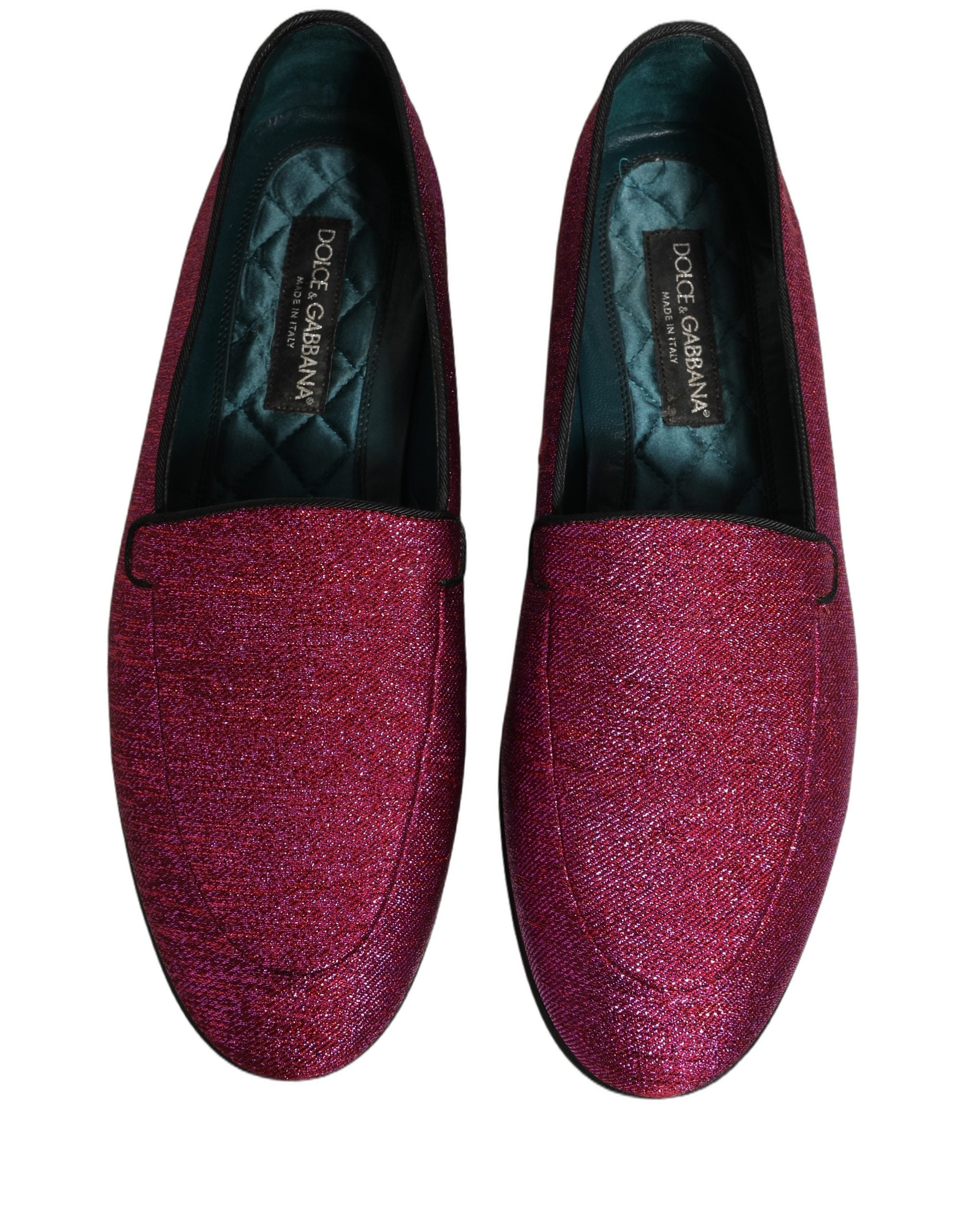 Dolce & Gabbana Pink Glitter Lurex Logo Dress Loafers Men's Shoes
