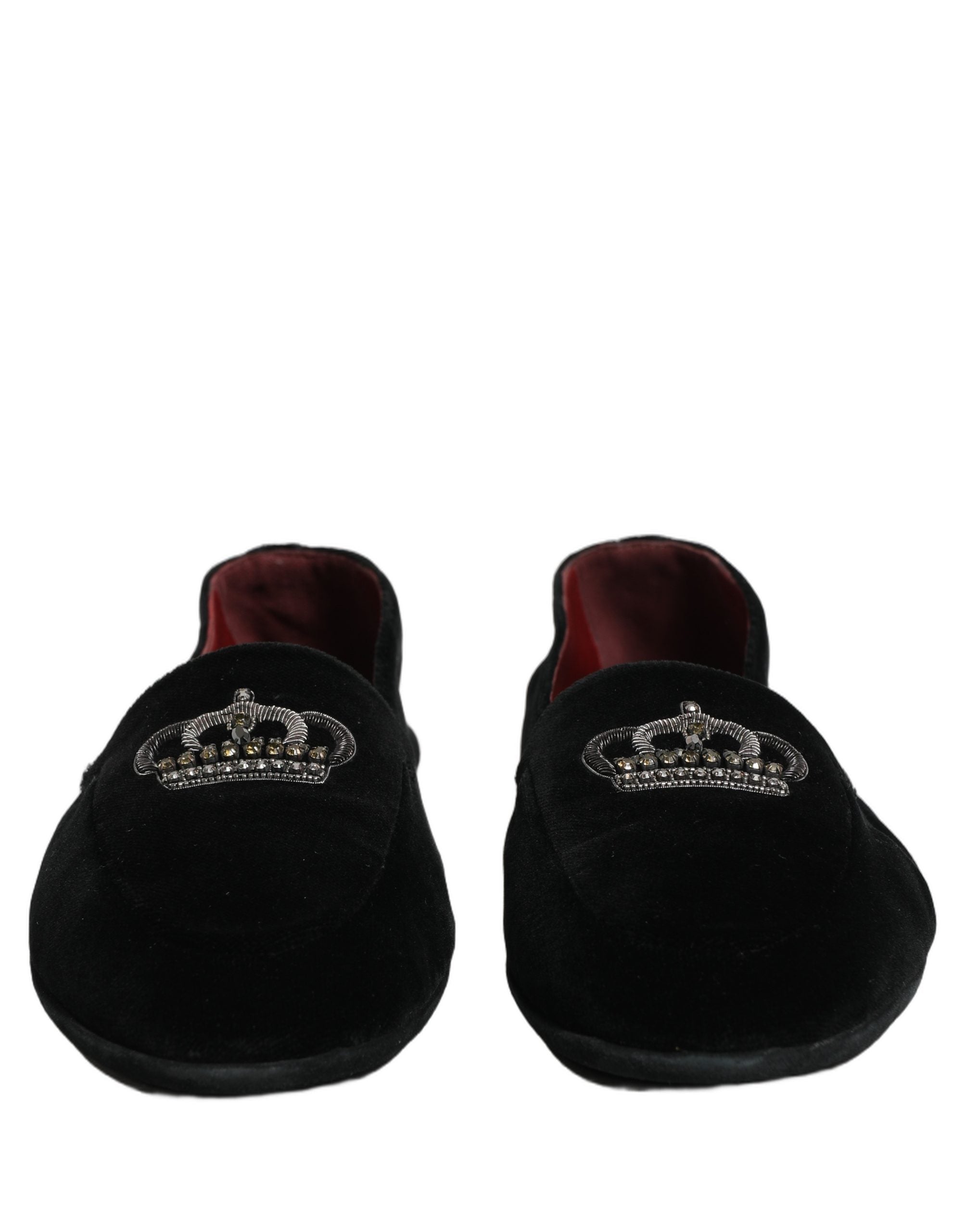 Dolce & Gabbana Black Crown Embellished Dress Loafers Men's Shoes