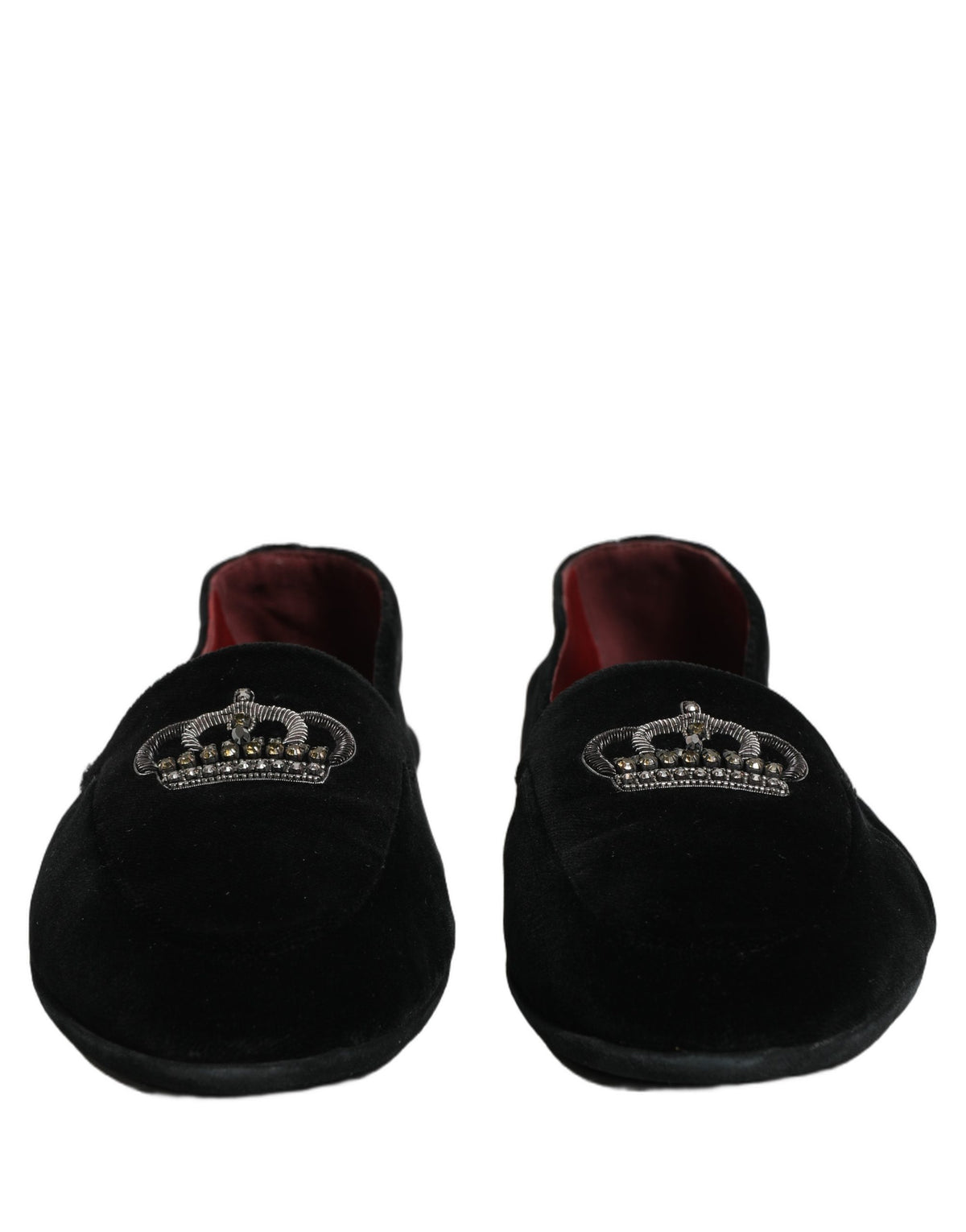 Dolce & Gabbana Black Crown Embellished Dress Loafers Men's Shoes