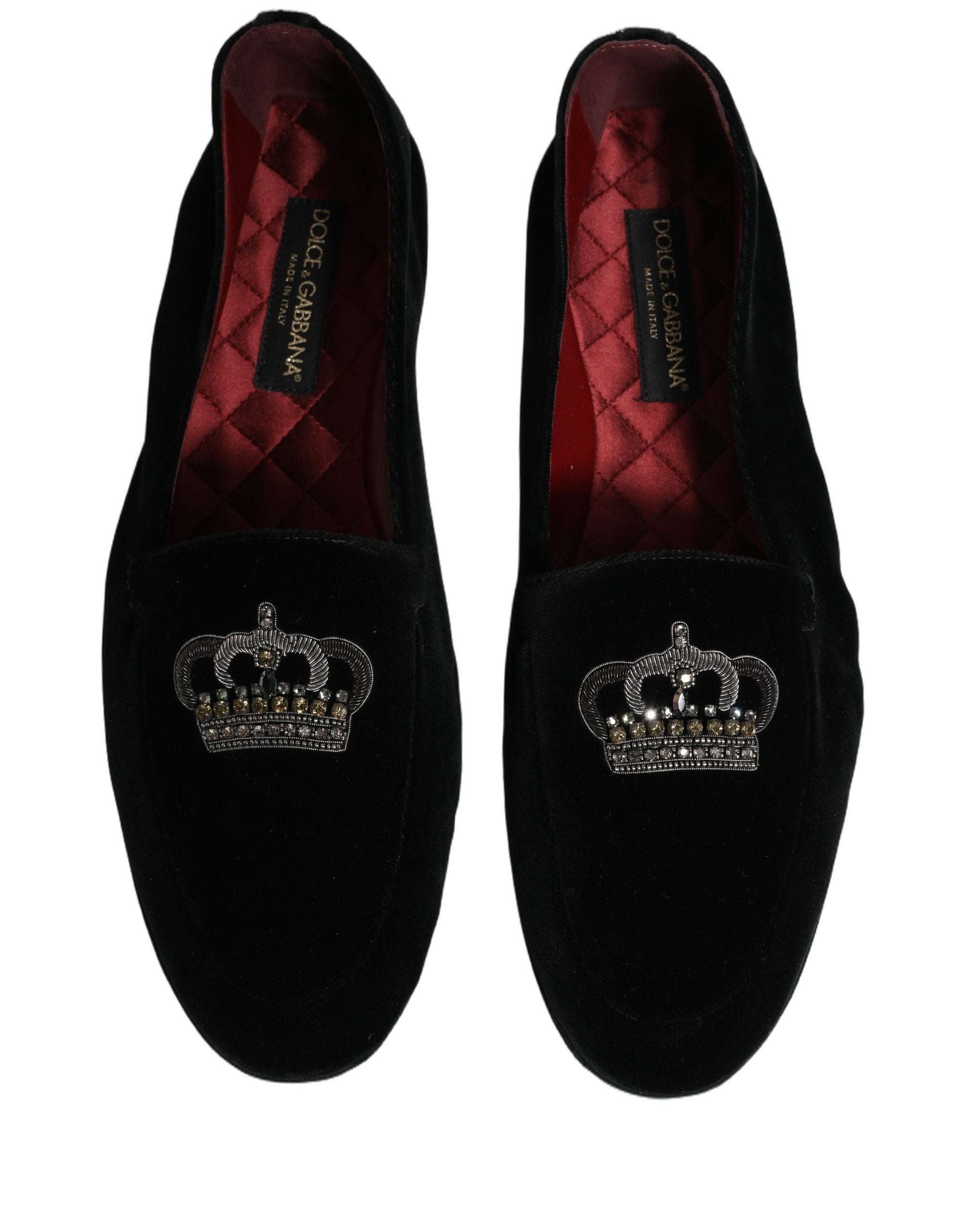 Dolce & Gabbana Black Crown Embellished Dress Loafers Men's Shoes