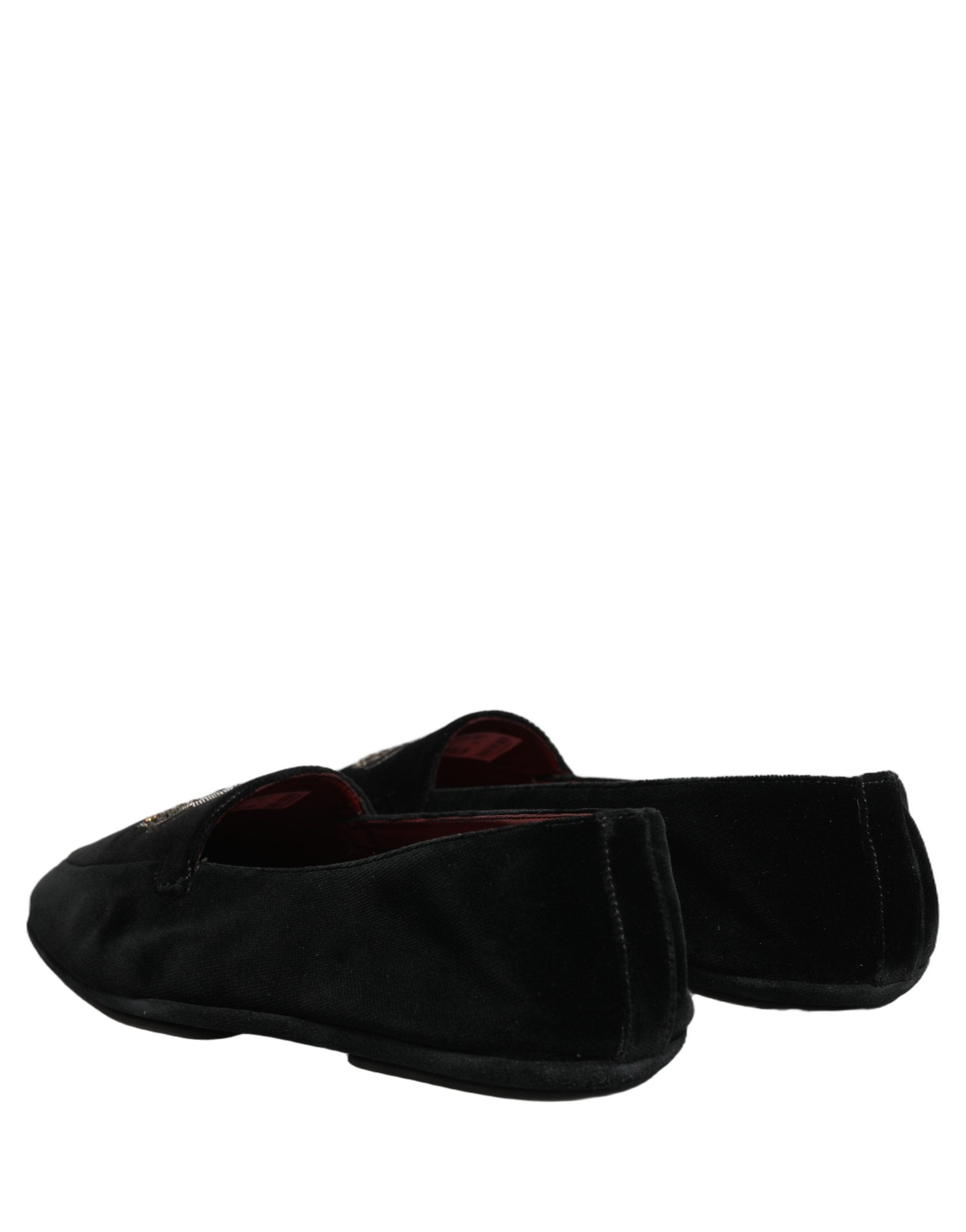 Dolce & Gabbana Black Crown Embellished Dress Loafers Men's Shoes