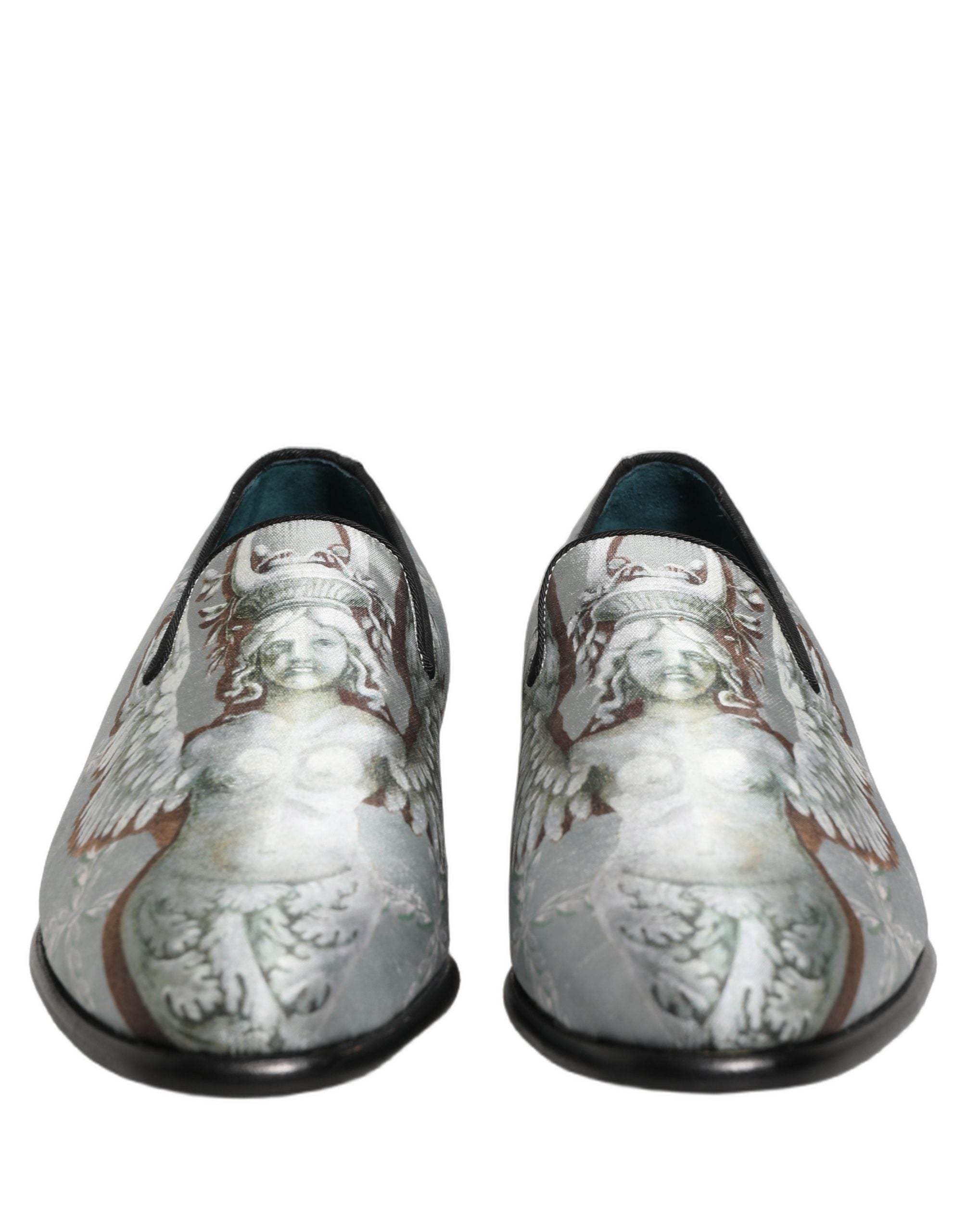 Dolce & Gabbana Gray Baroque Angel Velvet Men Loafers Men's Shoes