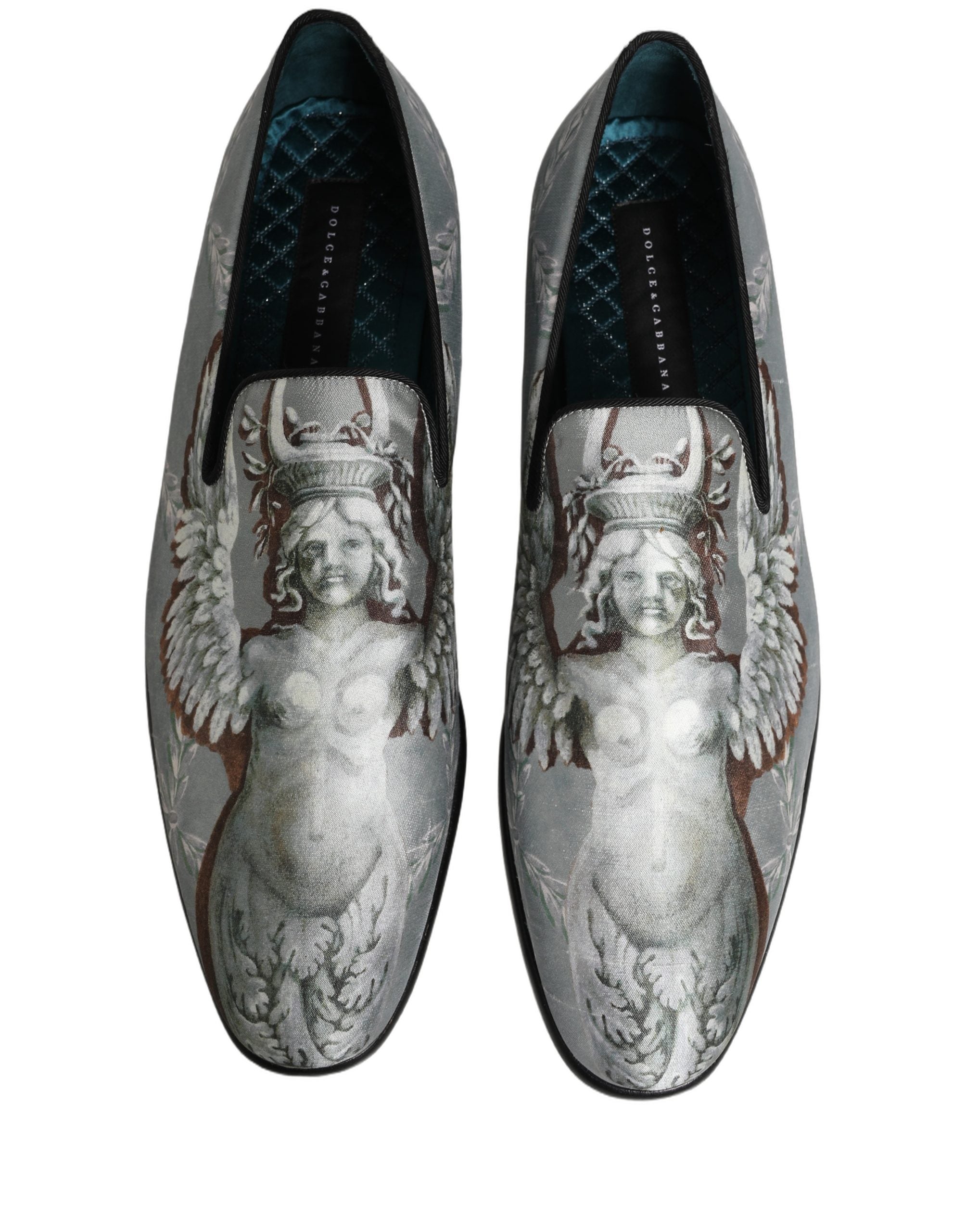 Dolce & Gabbana Gray Baroque Angel Velvet Men Loafers Men's Shoes