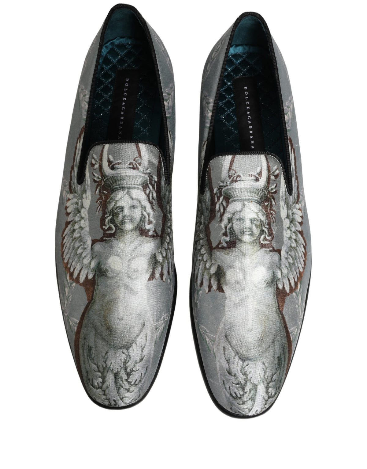 Dolce & Gabbana Gray Baroque Angel Velvet Men Loafers Men's Shoes