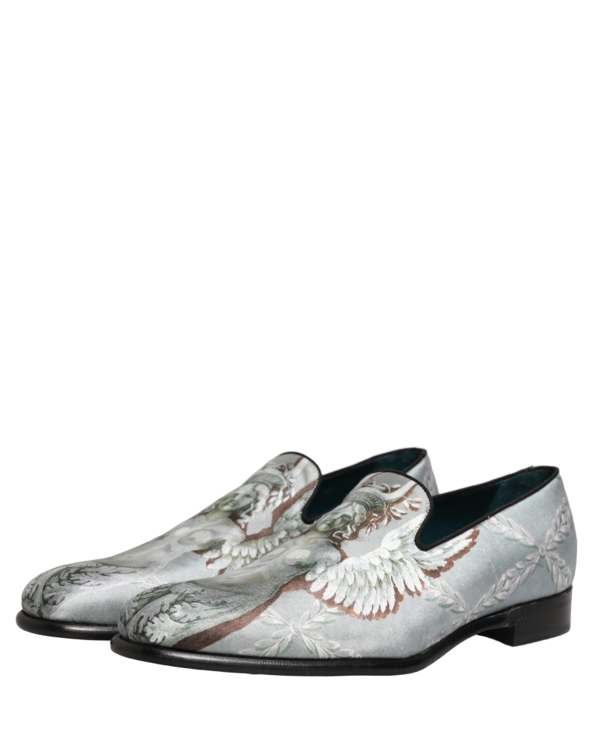 Dolce & Gabbana Gray Baroque Angel Velvet Men Loafers Men's Shoes