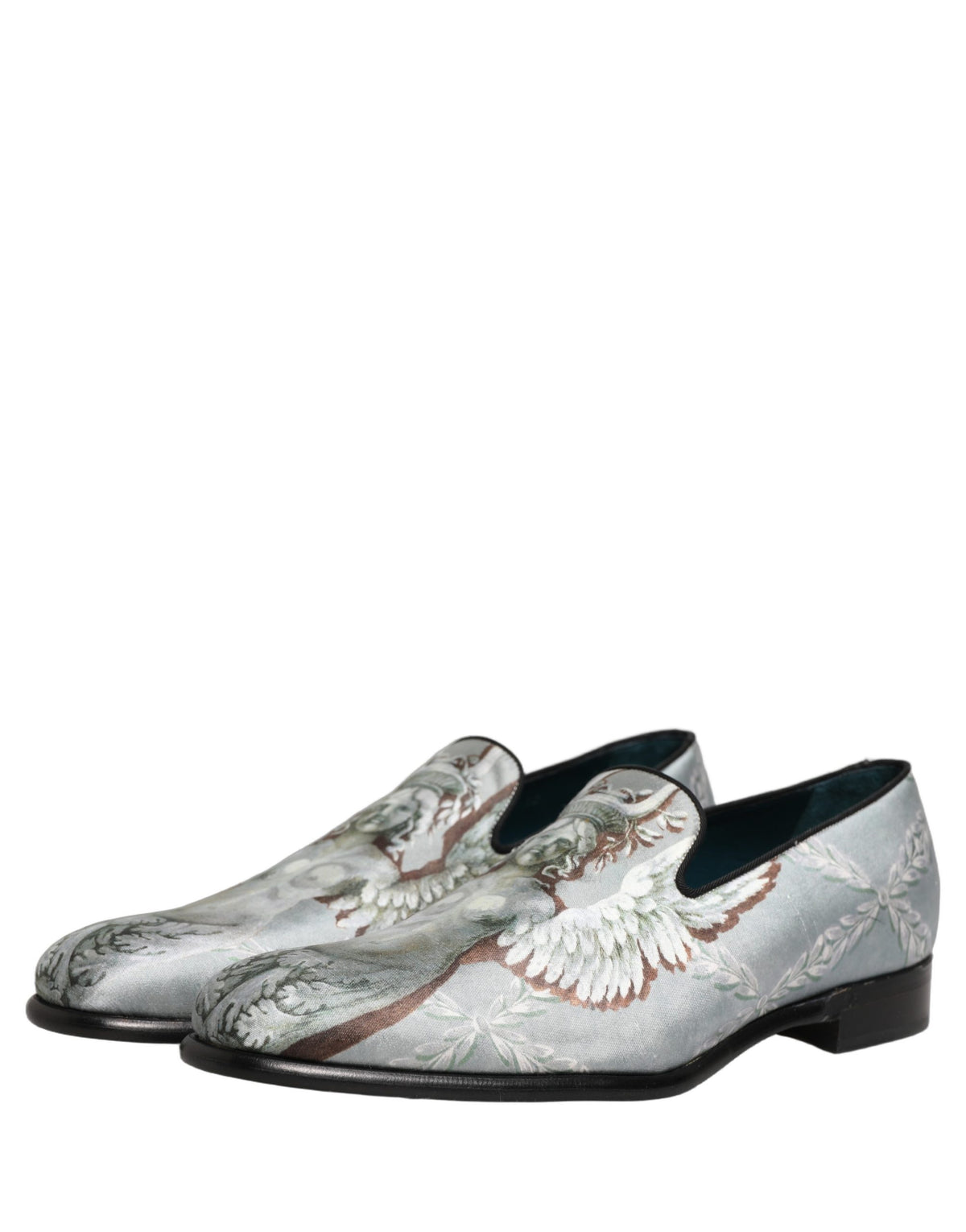 Dolce & Gabbana Gray Baroque Angel Velvet Men Loafers Men's Shoes