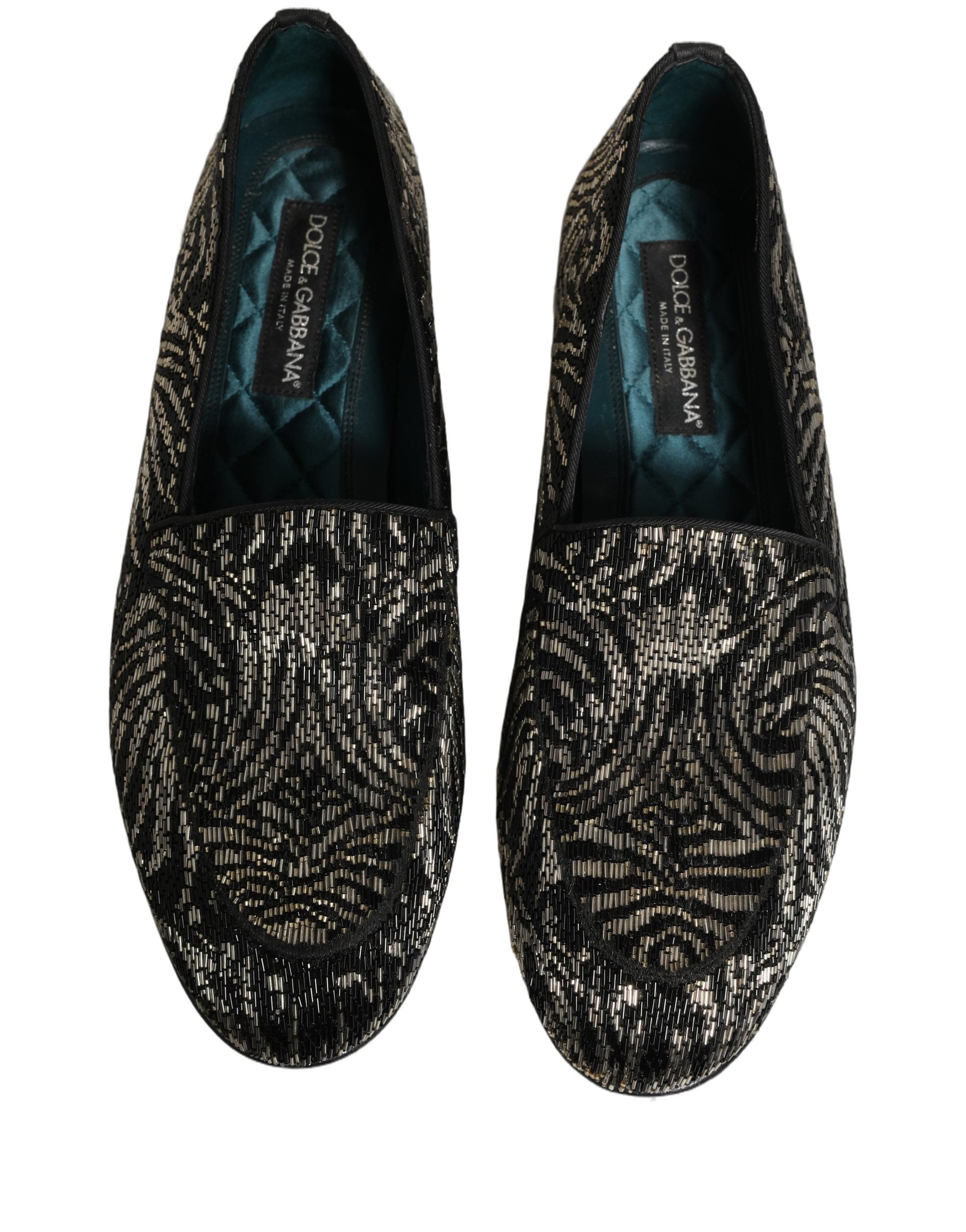 Dolce & Gabbana Black Silver Embellished Dress Loafers Men's Shoes