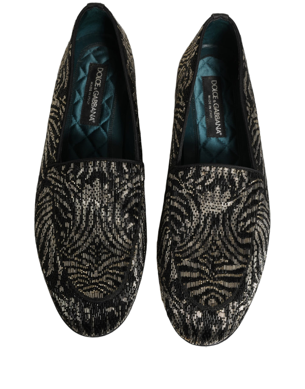 Dolce & Gabbana Black Silver Embellished Dress Loafers Men's Shoes