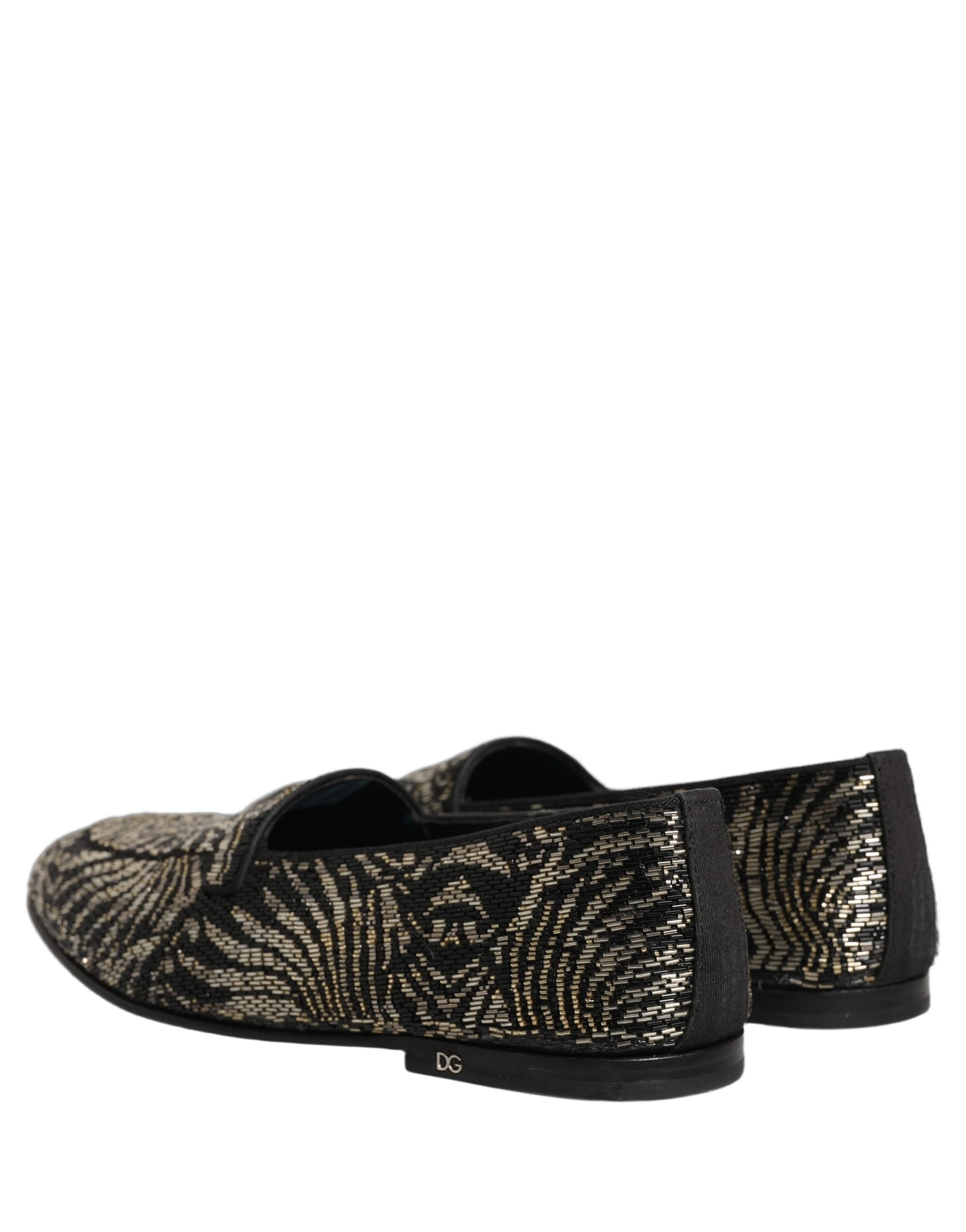 Dolce & Gabbana Black Silver Embellished Dress Loafers Men's Shoes