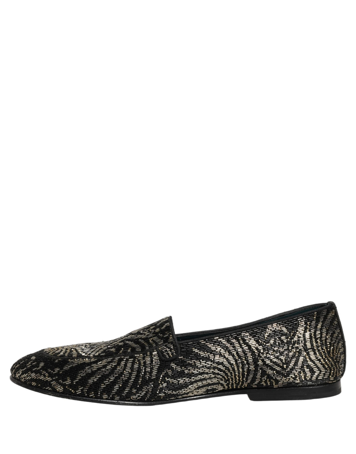 Dolce & Gabbana Black Silver Embellished Dress Loafers Men's Shoes