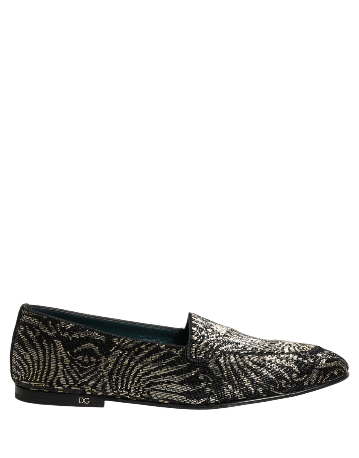 Dolce & Gabbana Black Silver Embellished Dress Loafers Men's Shoes