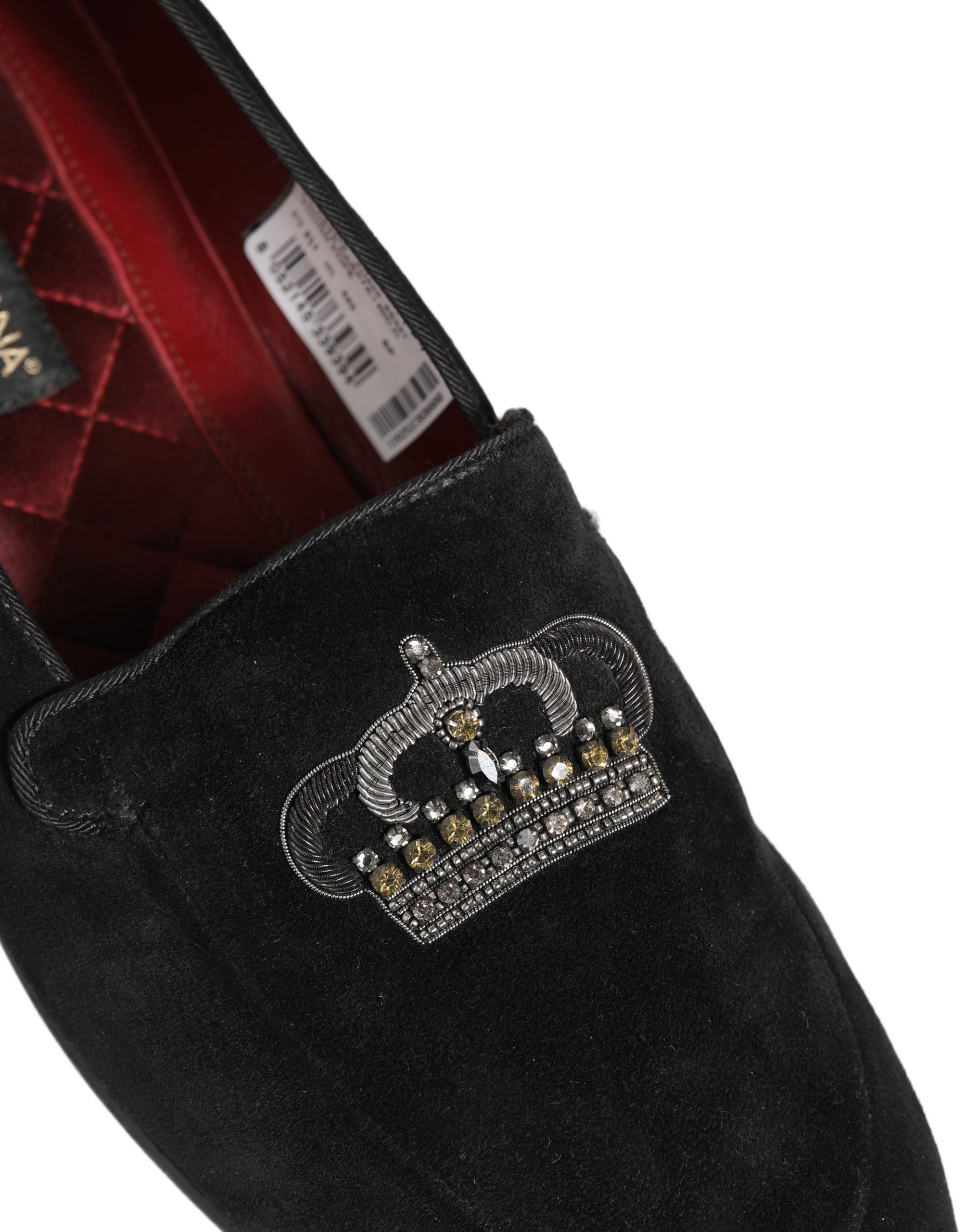 Dolce & Gabbana Black Crown Embellished Dress Loafers Men's Shoes (Pre-Owned)