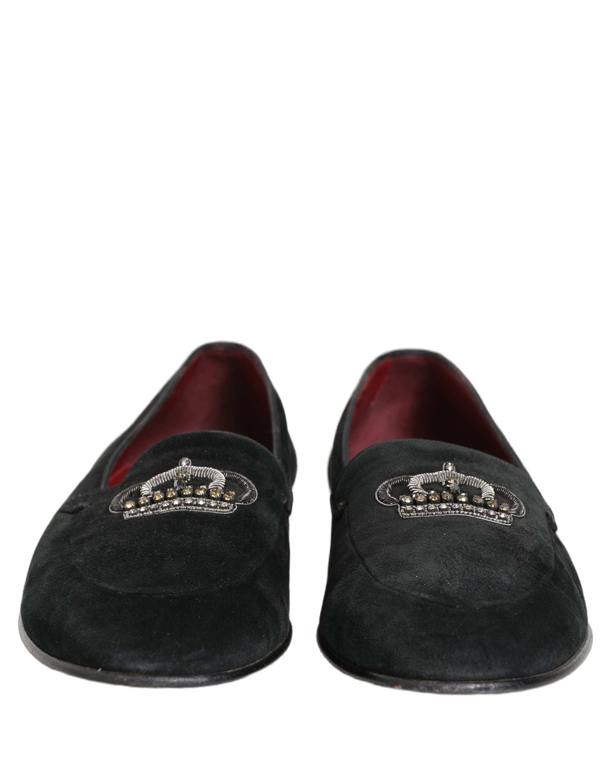 Dolce & Gabbana Black Crown Embellished Dress Loafers Men's Shoes (Pre-Owned)
