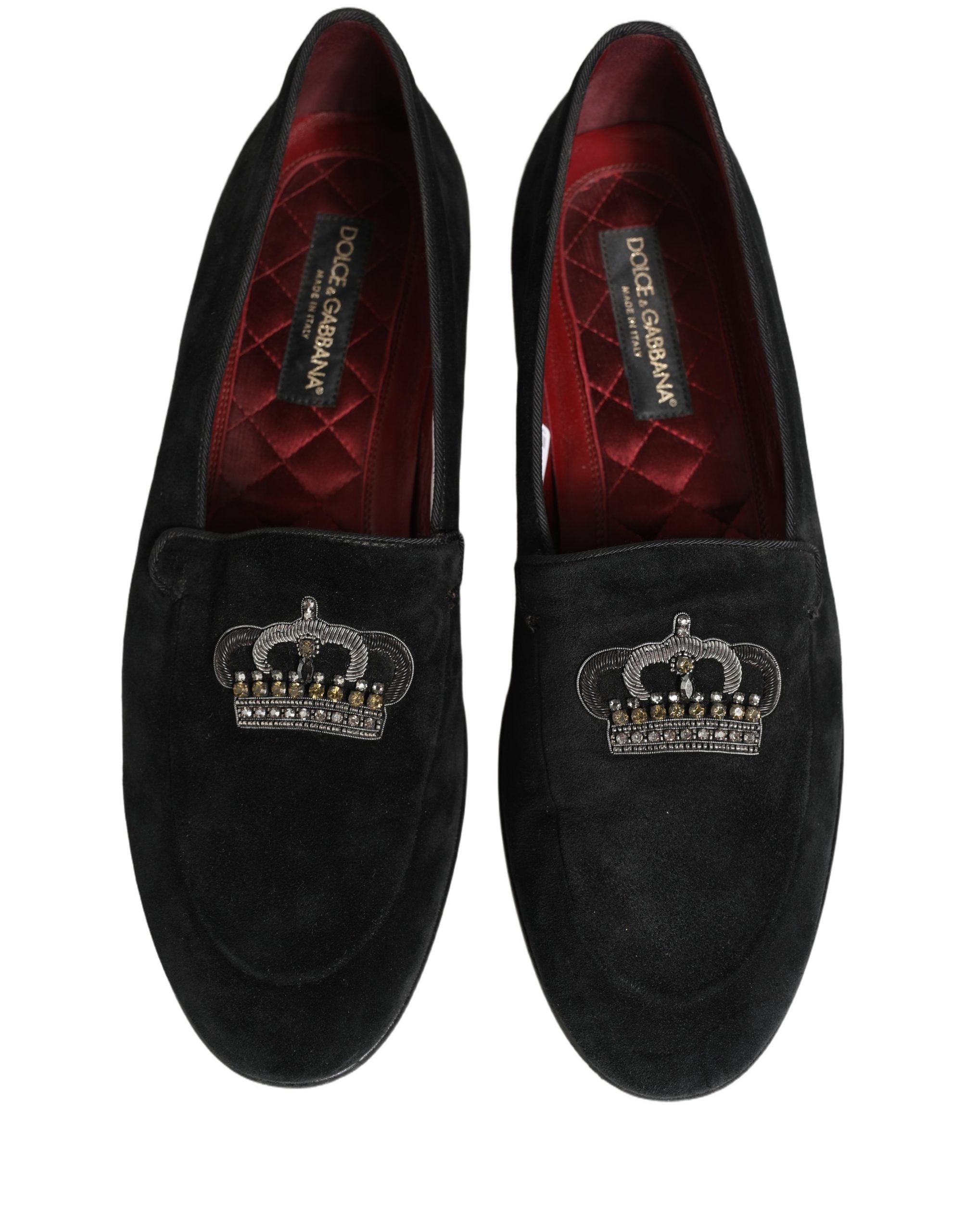 Dolce & Gabbana Black Crown Embellished Dress Loafers Men's Shoes (Pre-Owned)