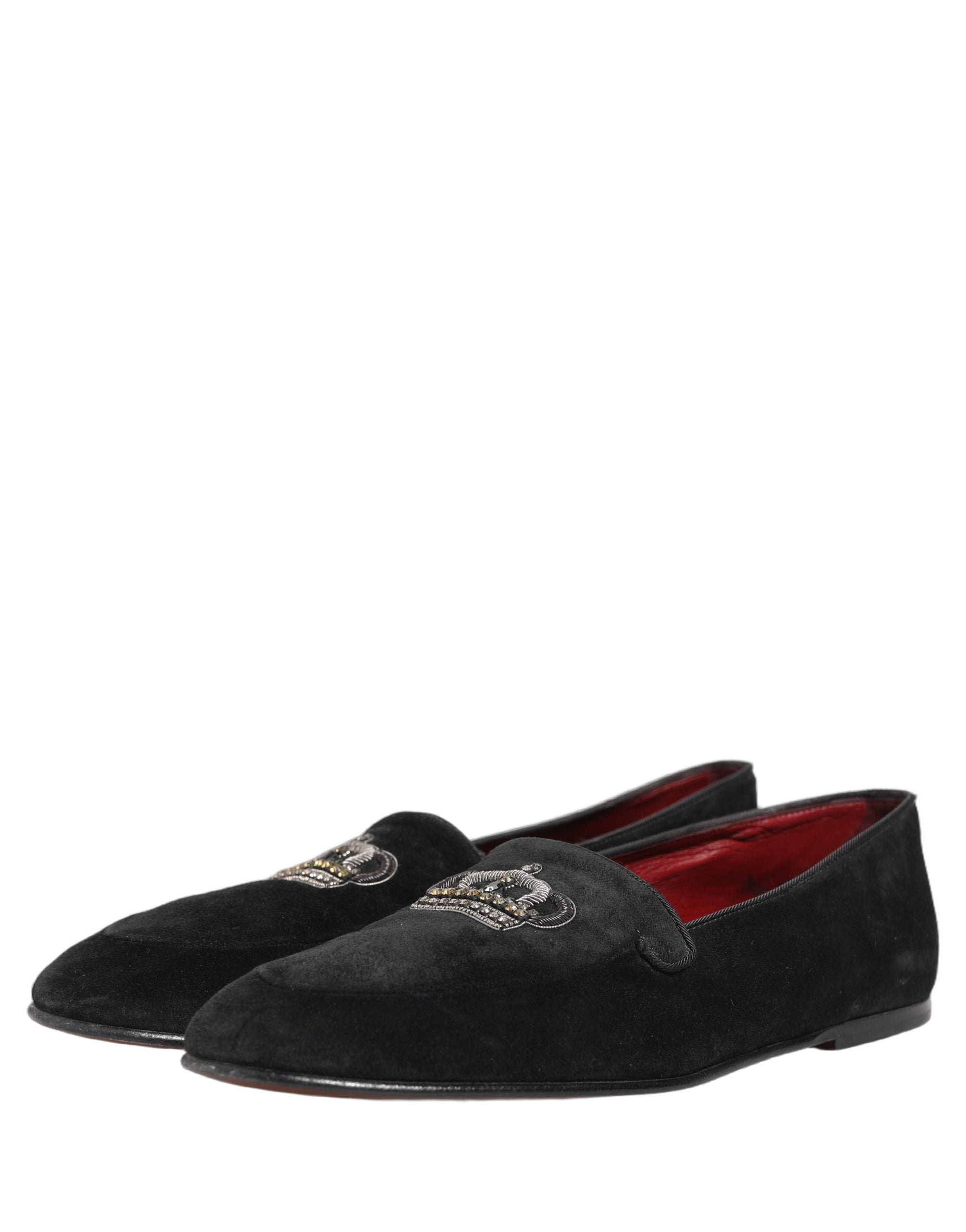Dolce & Gabbana Black Crown Embellished Dress Loafers Men's Shoes (Pre-Owned)