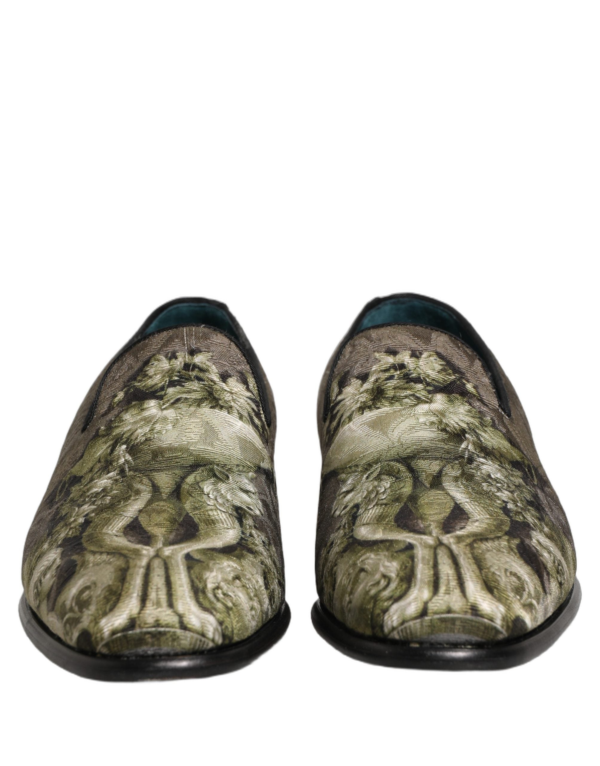 Dolce & Gabbana Brown Baroque Print Slip On Men Loafers Men's Shoes (Pre-Owned)