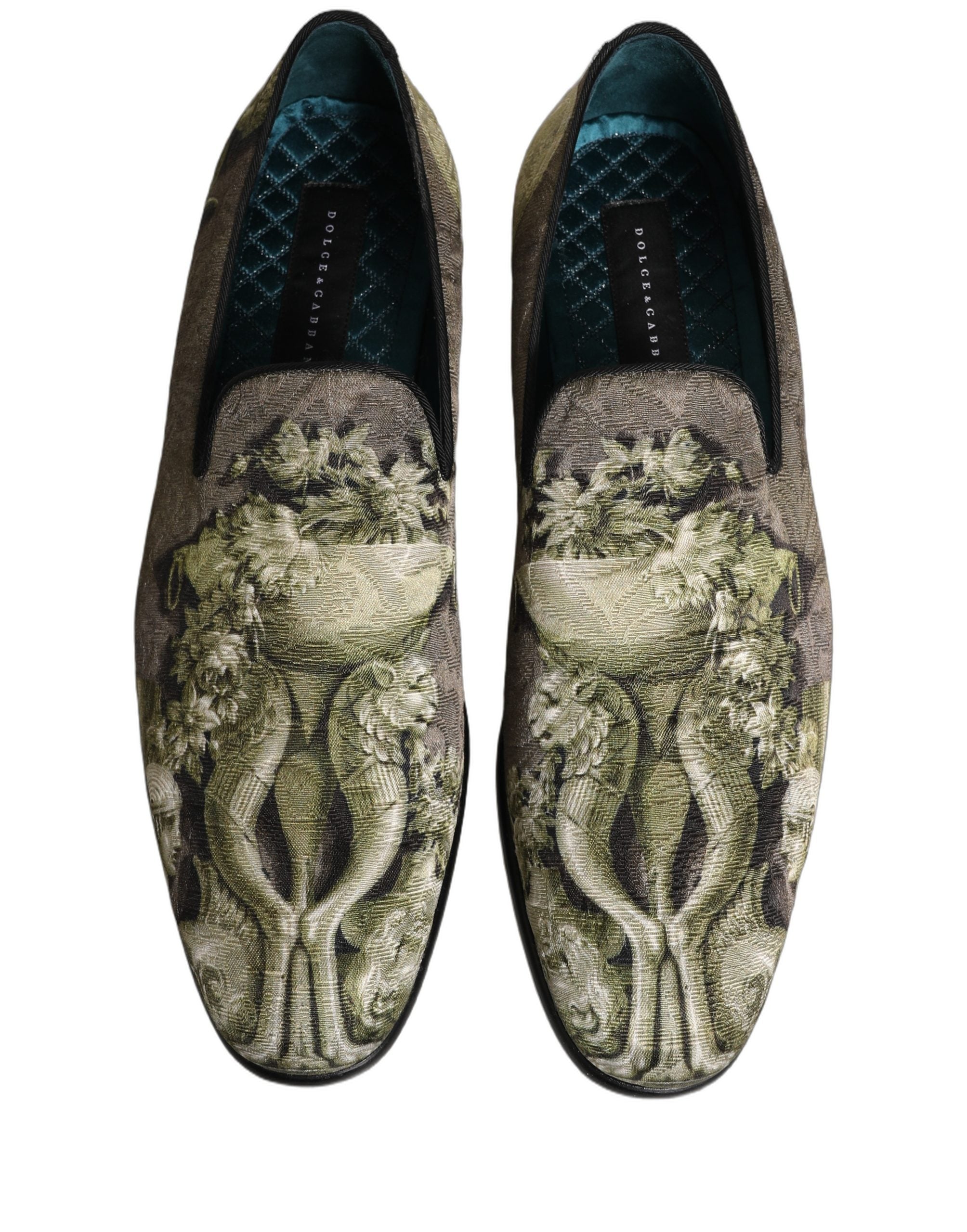 Dolce & Gabbana Brown Baroque Print Slip On Men Loafers Men's Shoes (Pre-Owned)