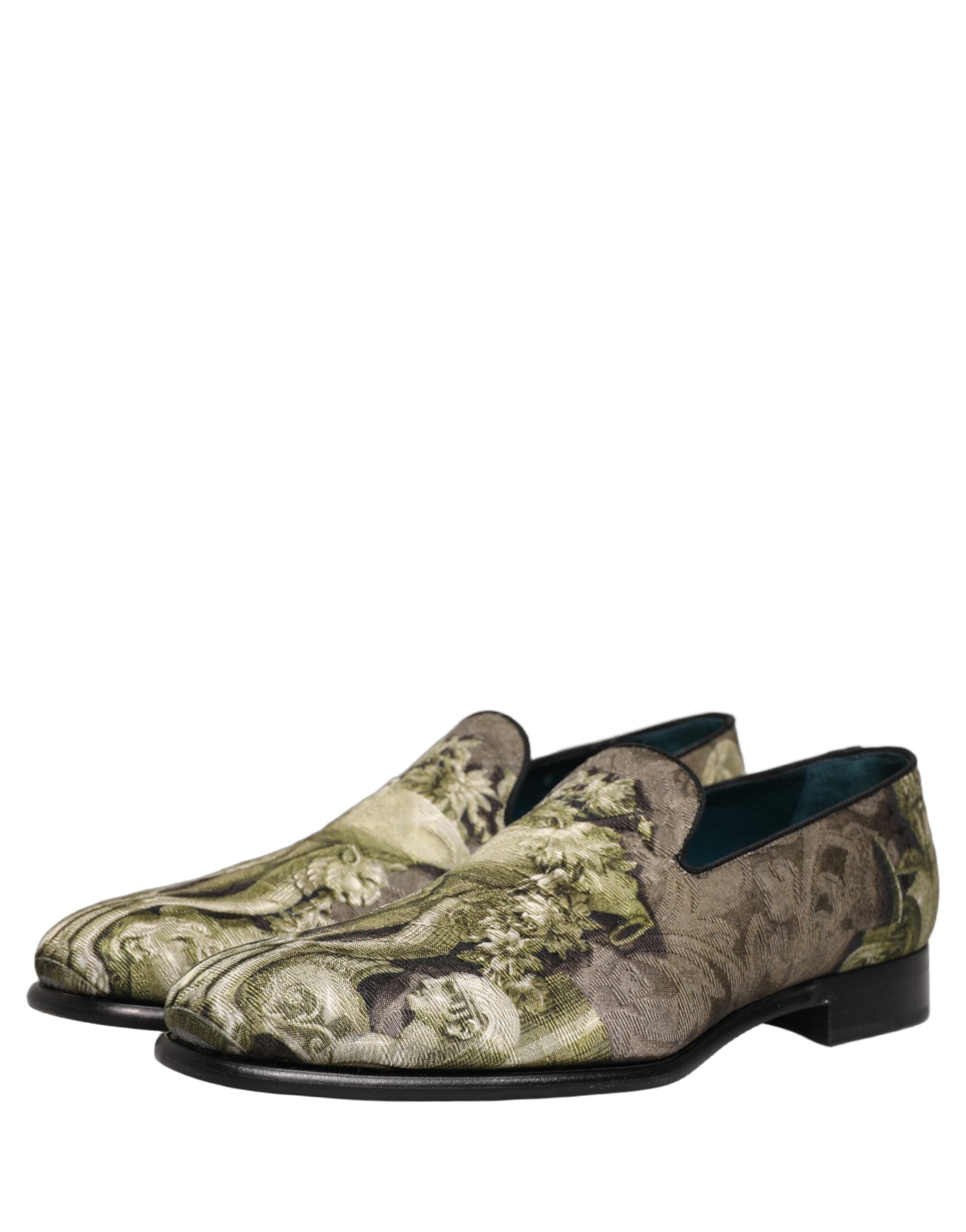 Dolce & Gabbana Brown Baroque Print Slip On Men Loafers Men's Shoes (Pre-Owned)