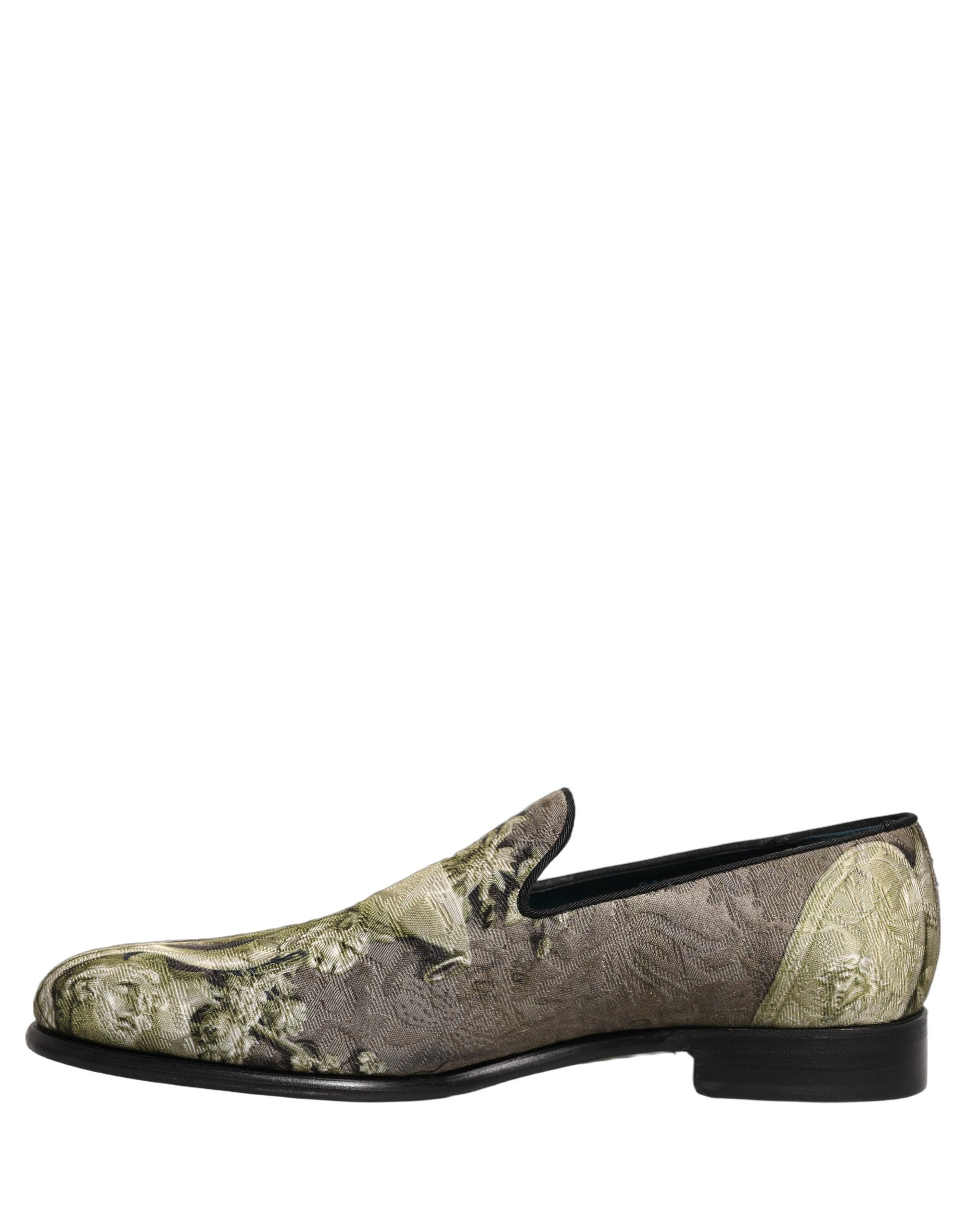Dolce & Gabbana Brown Baroque Print Slip On Men Loafers Men's Shoes (Pre-Owned)