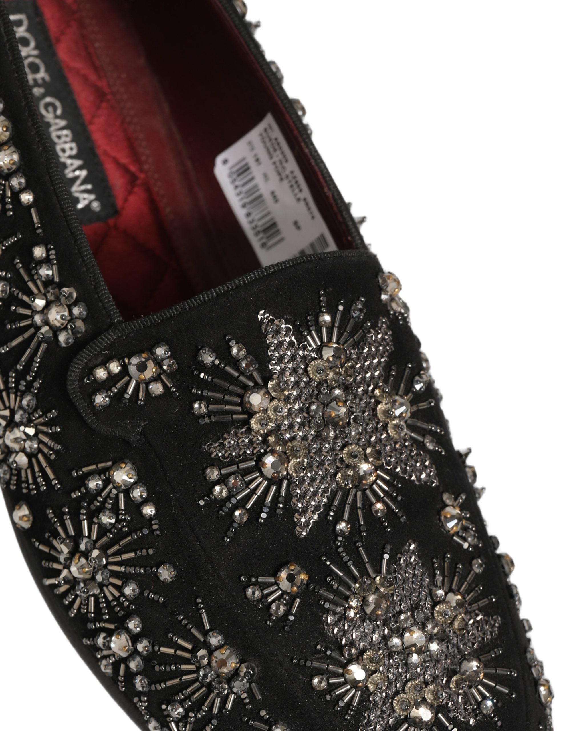 Dolce & Gabbana Black Crystal Embellished Dress Loafers Men's Shoes (Pre-Owned)