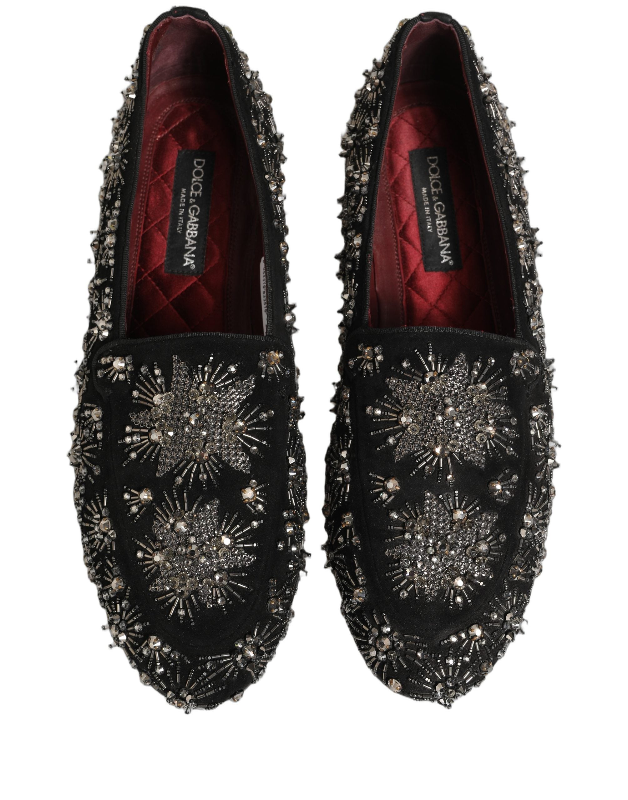 Dolce & Gabbana Black Crystal Embellished Dress Loafers Men's Shoes (Pre-Owned)