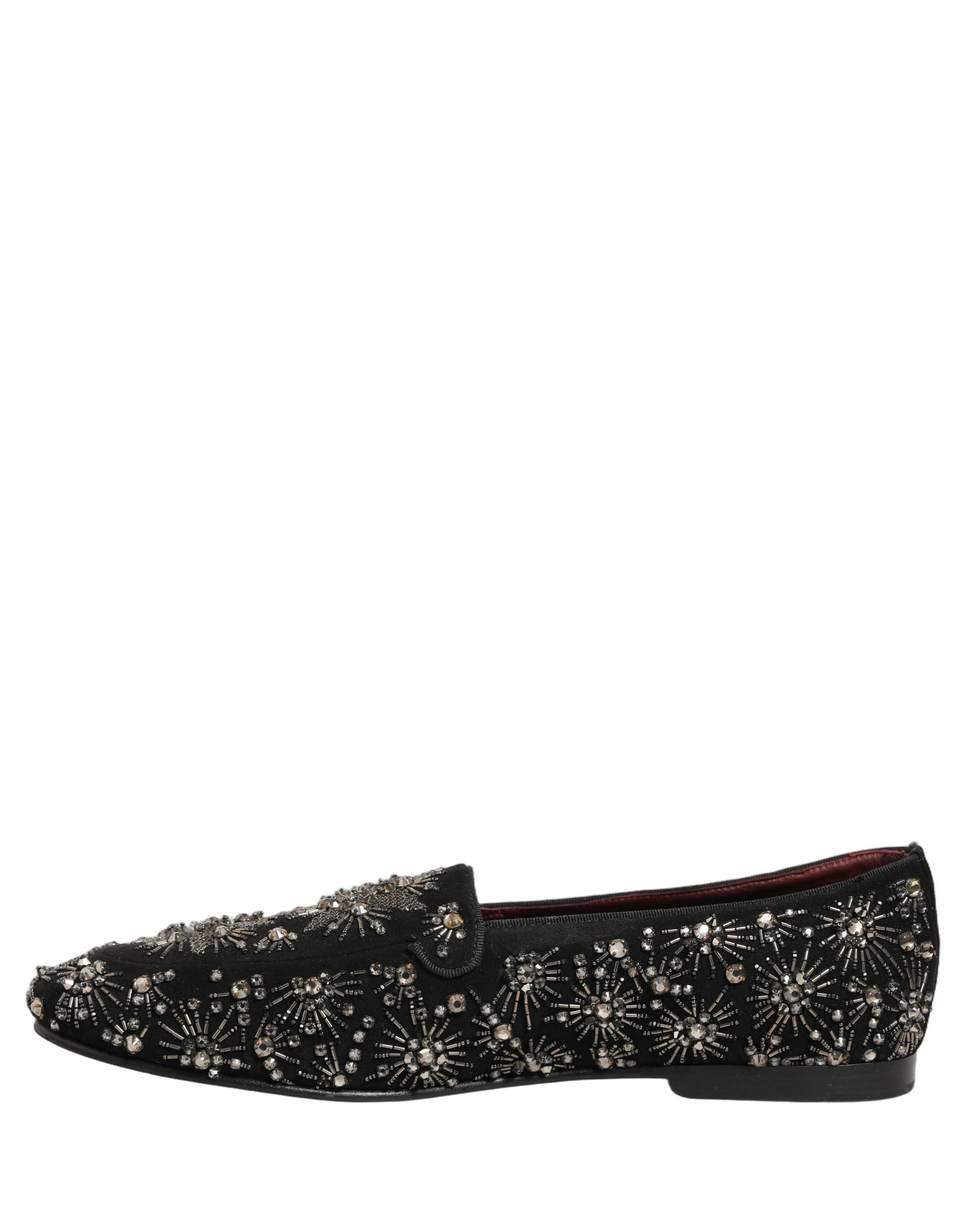 Dolce & Gabbana Black Crystal Embellished Dress Loafers Men's Shoes (Pre-Owned)