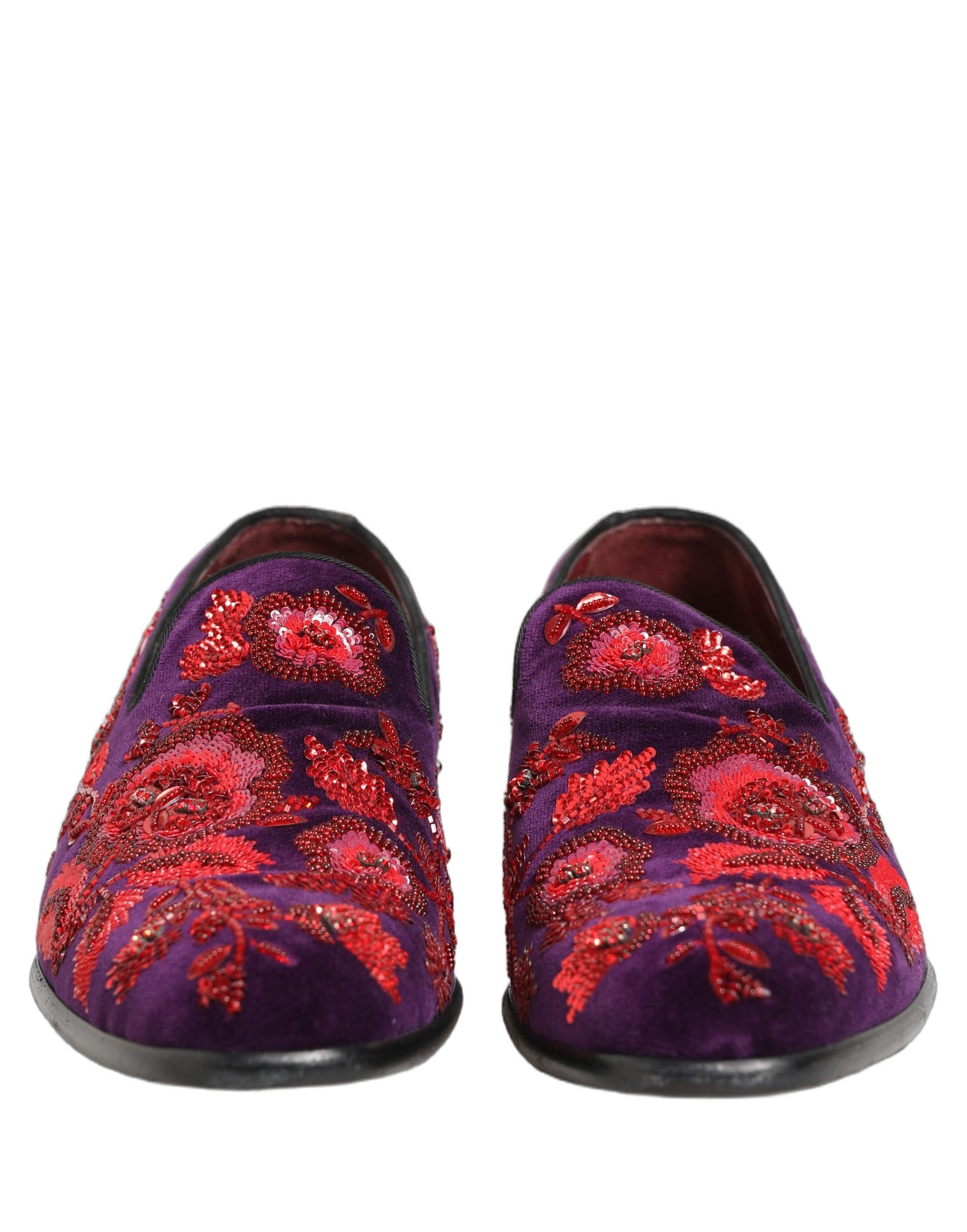 Dolce & Gabbana Violet Red Bead Embellished Loafers Men's Shoes (Pre-Owned)