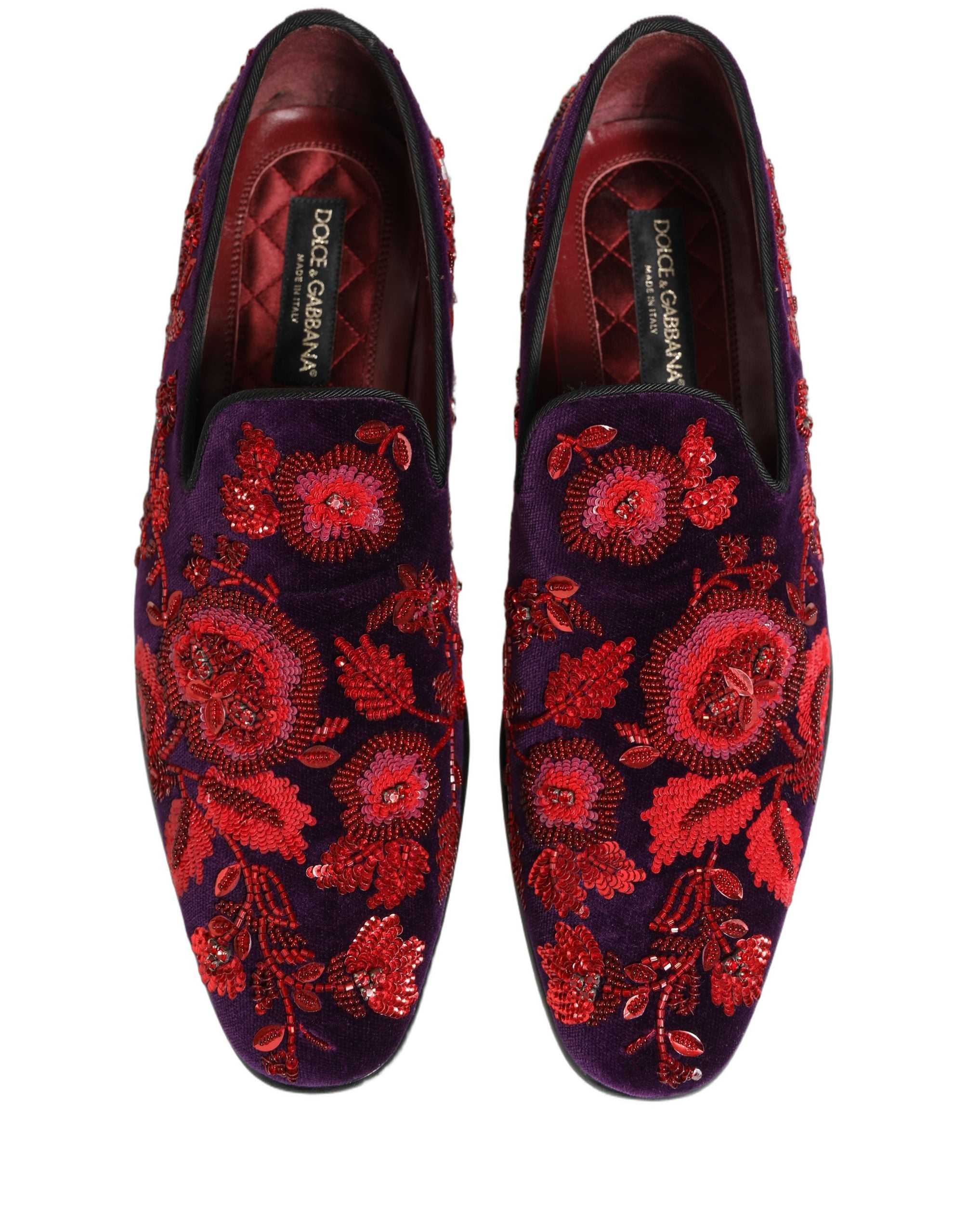 Dolce & Gabbana Violet Red Bead Embellished Loafers Men's Shoes (Pre-Owned)