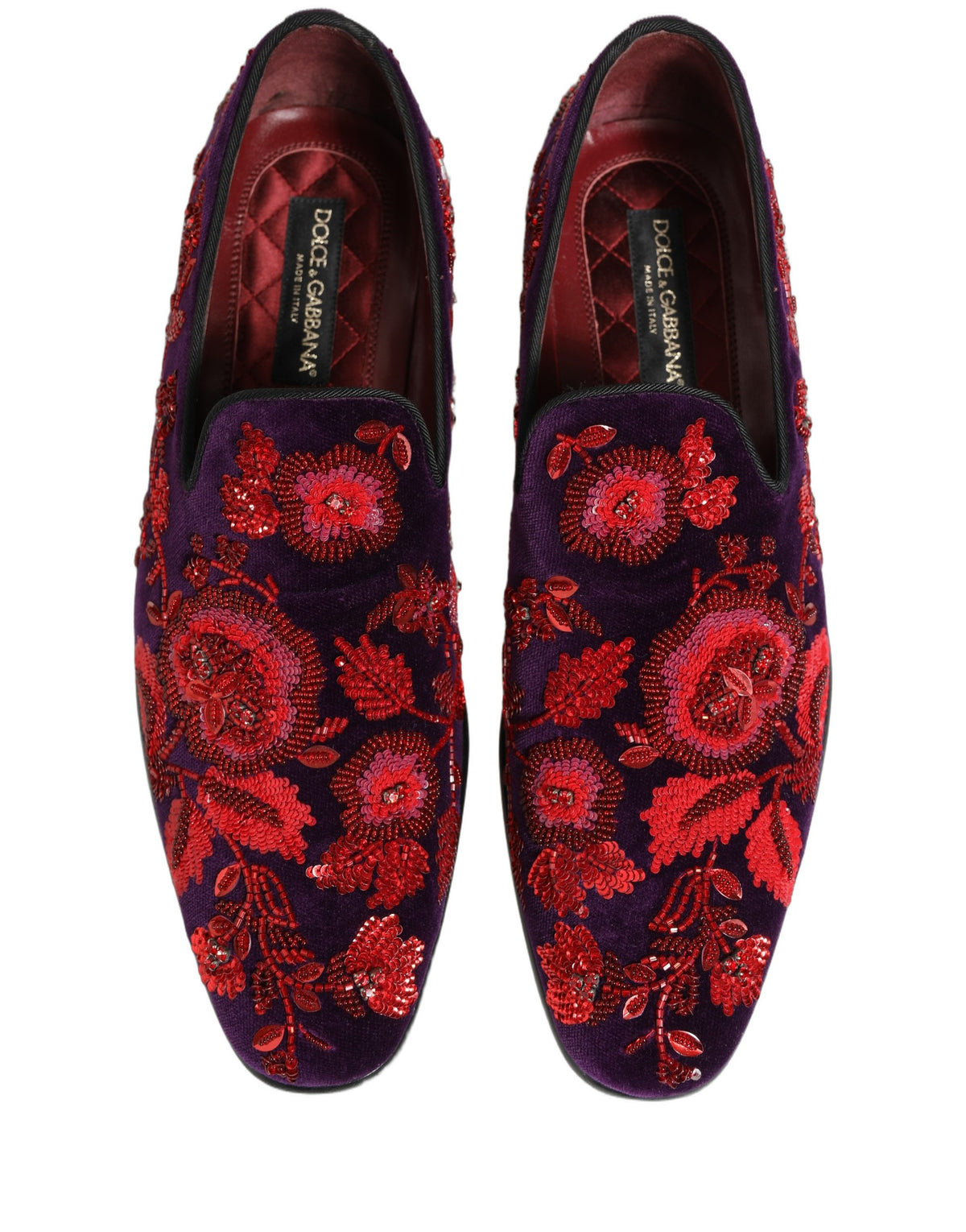 Dolce & Gabbana Violet Red Bead Embellished Loafers Men's Shoes (Pre-Owned)