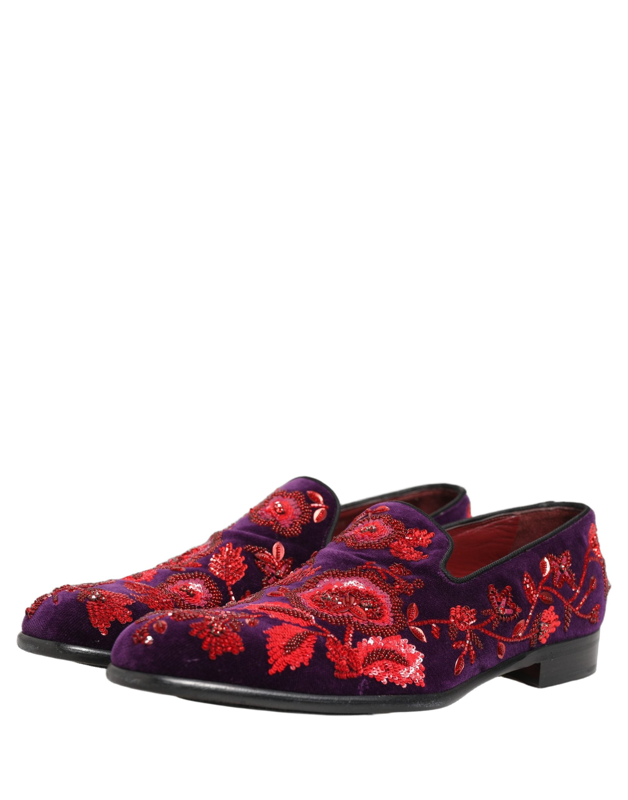Dolce & Gabbana Violet Red Bead Embellished Loafers Men's Shoes (Pre-Owned)