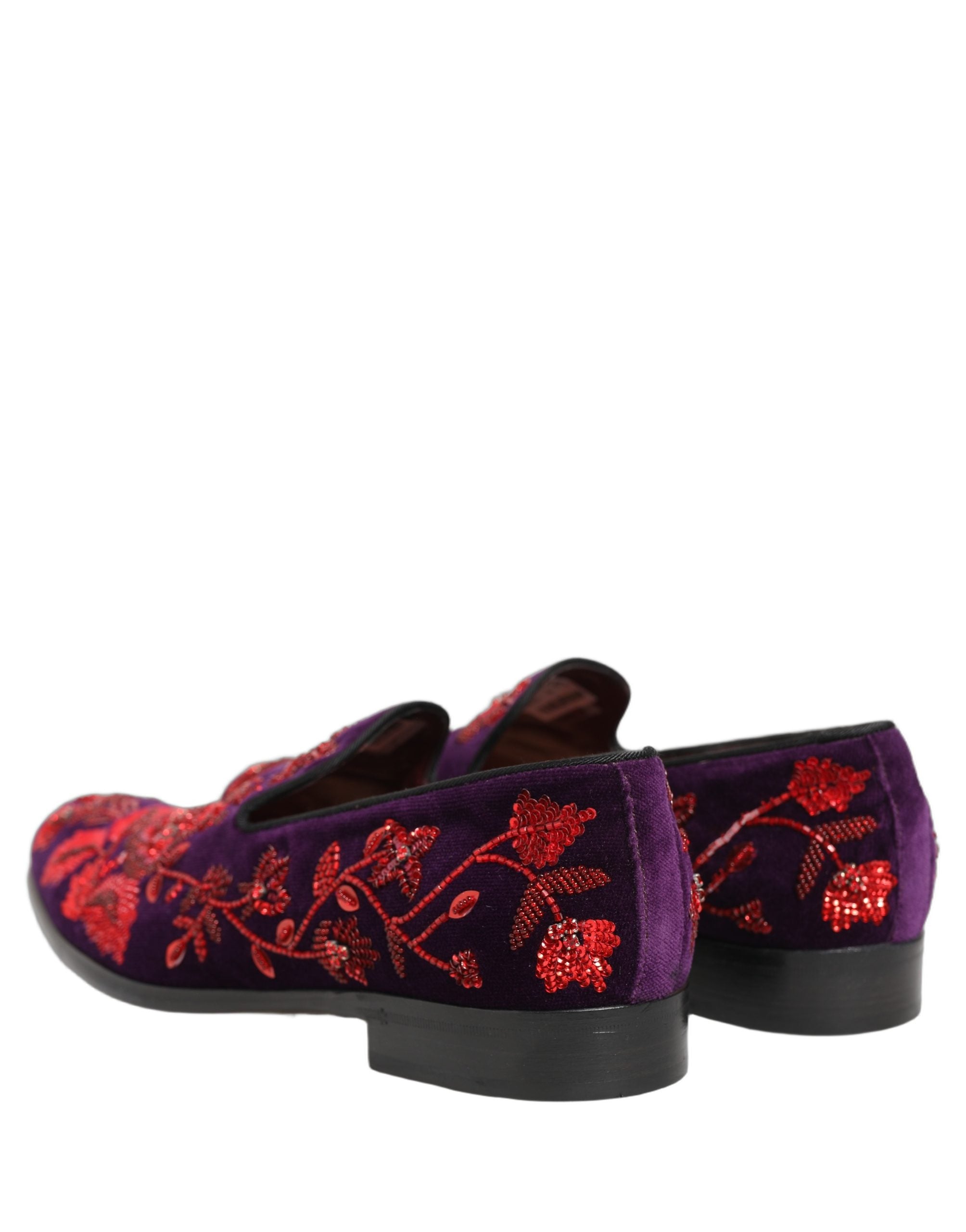 Dolce & Gabbana Violet Red Bead Embellished Loafers Men's Shoes (Pre-Owned)