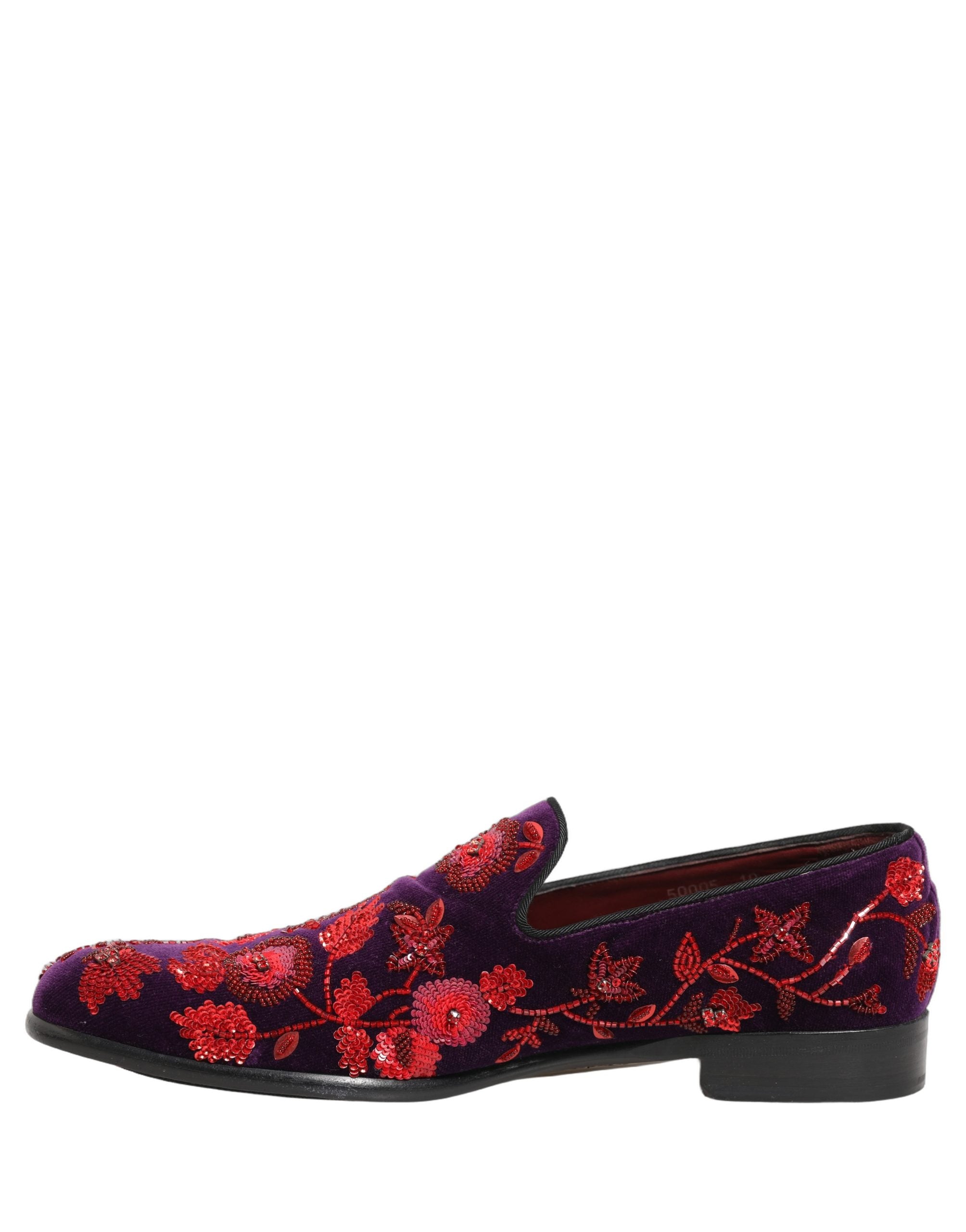 Dolce & Gabbana Violet Red Bead Embellished Loafers Men's Shoes (Pre-Owned)