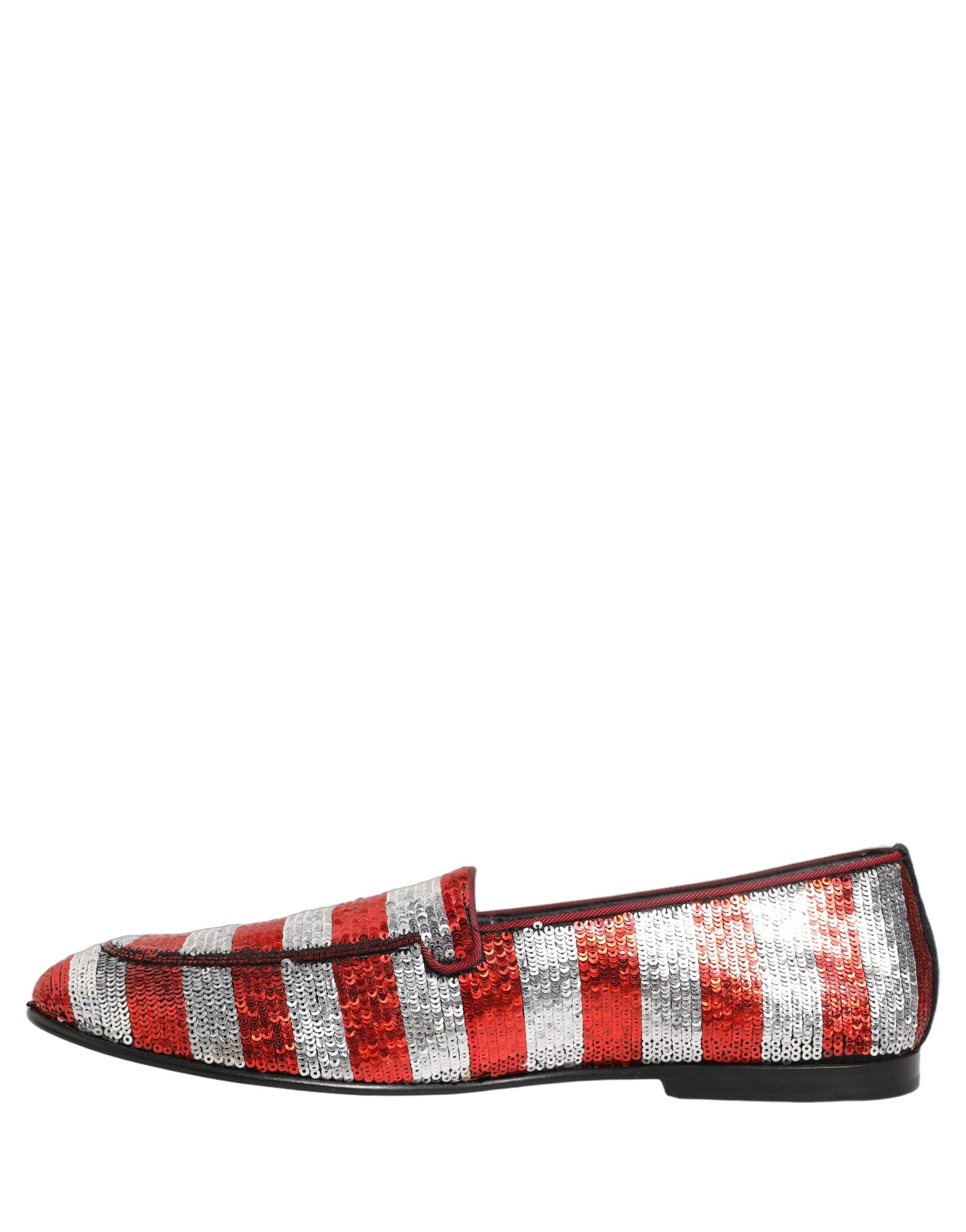 Dolce & Gabbana Multicolor Flag Sequin Dress Loafers Men's Shoes