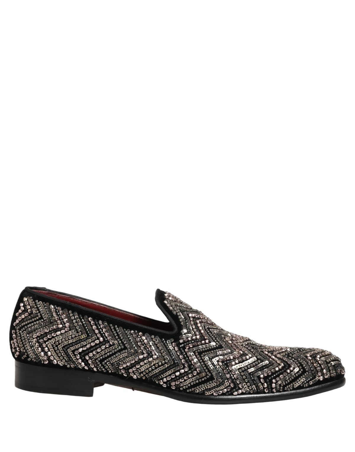 Dolce & Gabbana Black Velvet Floral Embellished Loafers Men's Shoes (Pre-Owned)