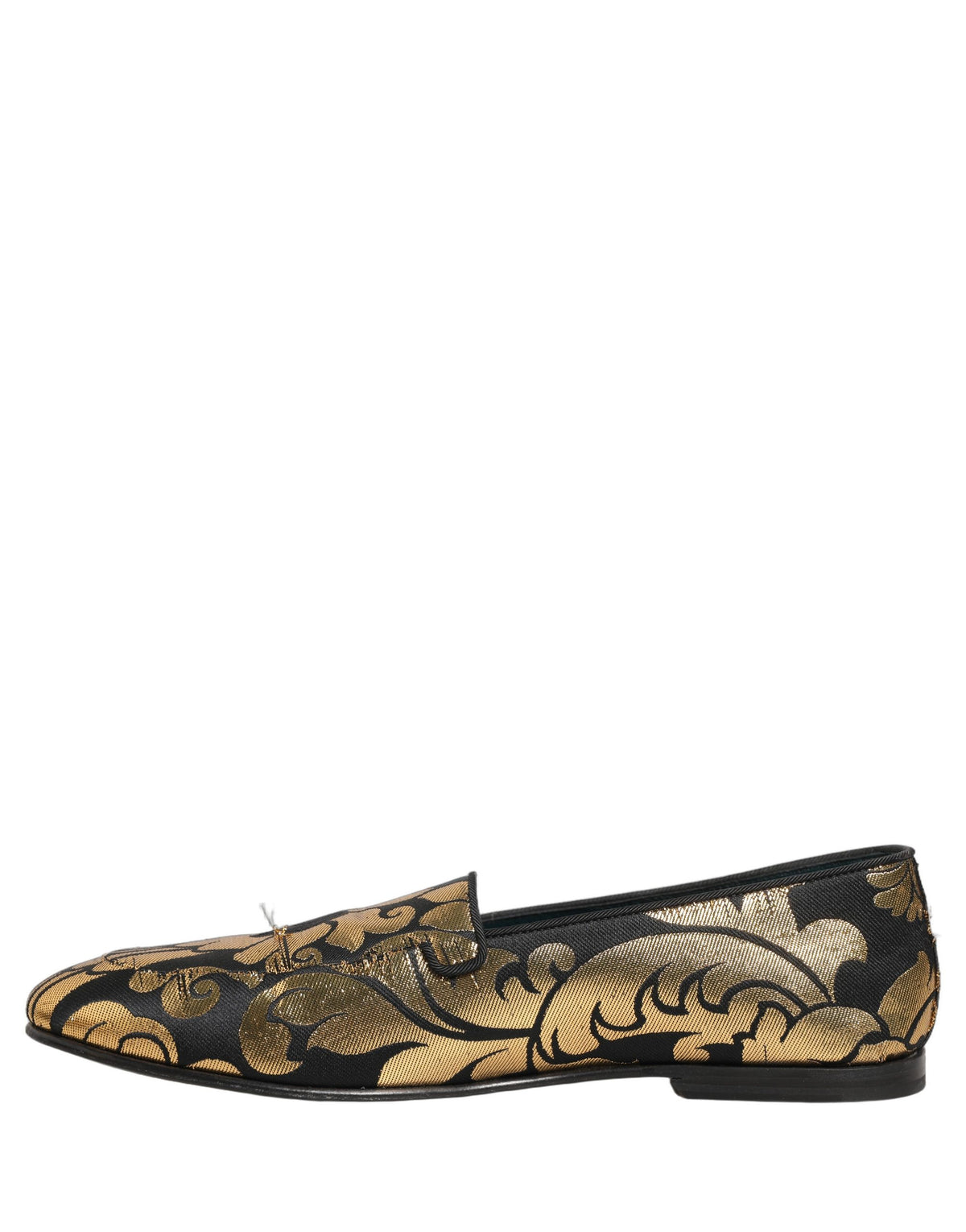 Dolce & Gabbana Black Gold Floral Jacquard Dress Loafers Men's Shoes (Pre-Owned)