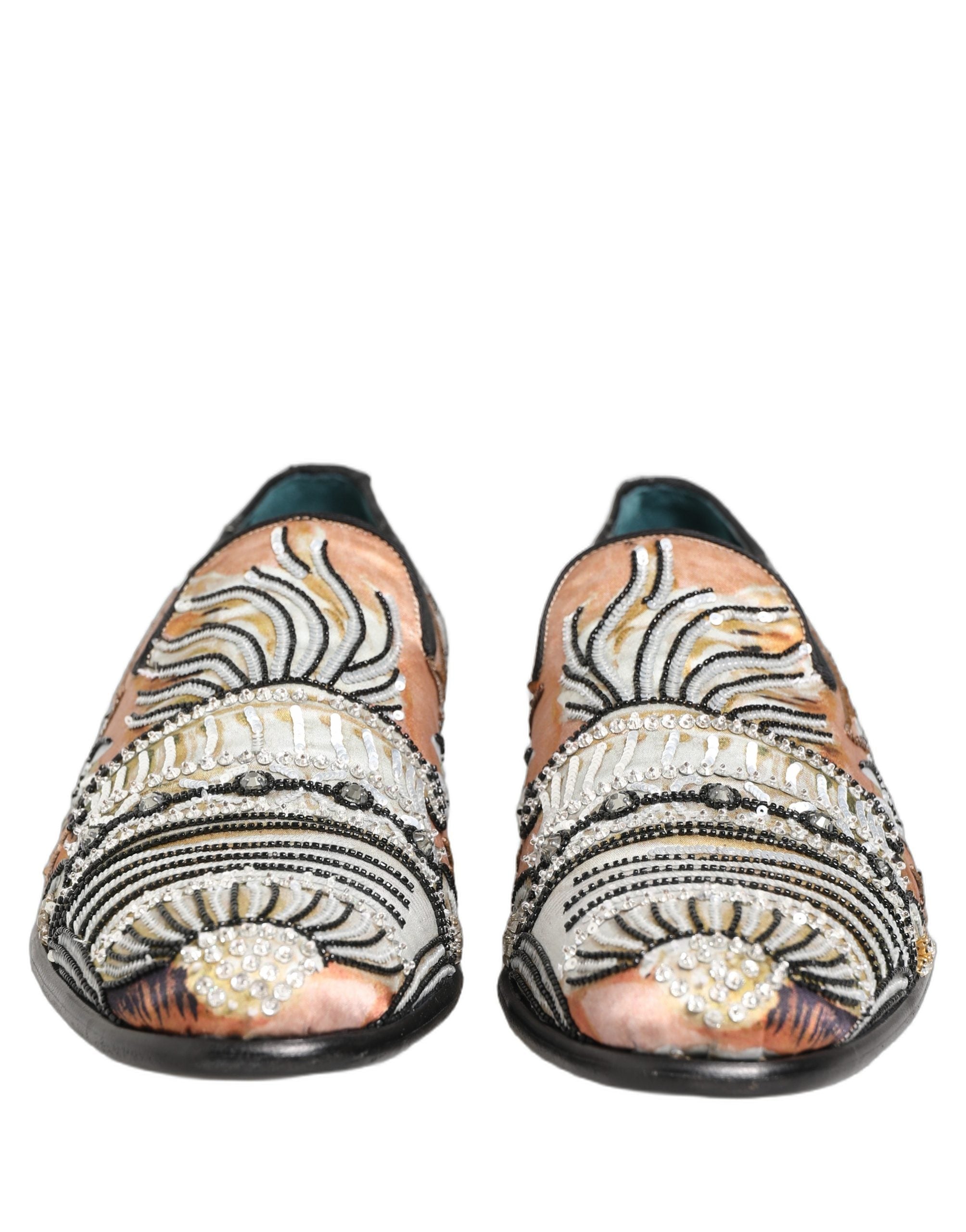 Dolce & Gabbana Multicolor Brocade Sequin Dress Loafers Men's Shoes (Pre-Owned)