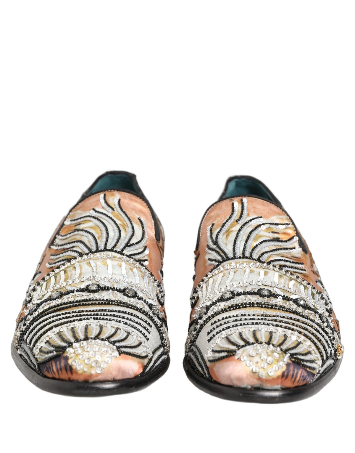 Dolce & Gabbana Multicolor Brocade Sequin Dress Loafers Men's Shoes (Pre-Owned)