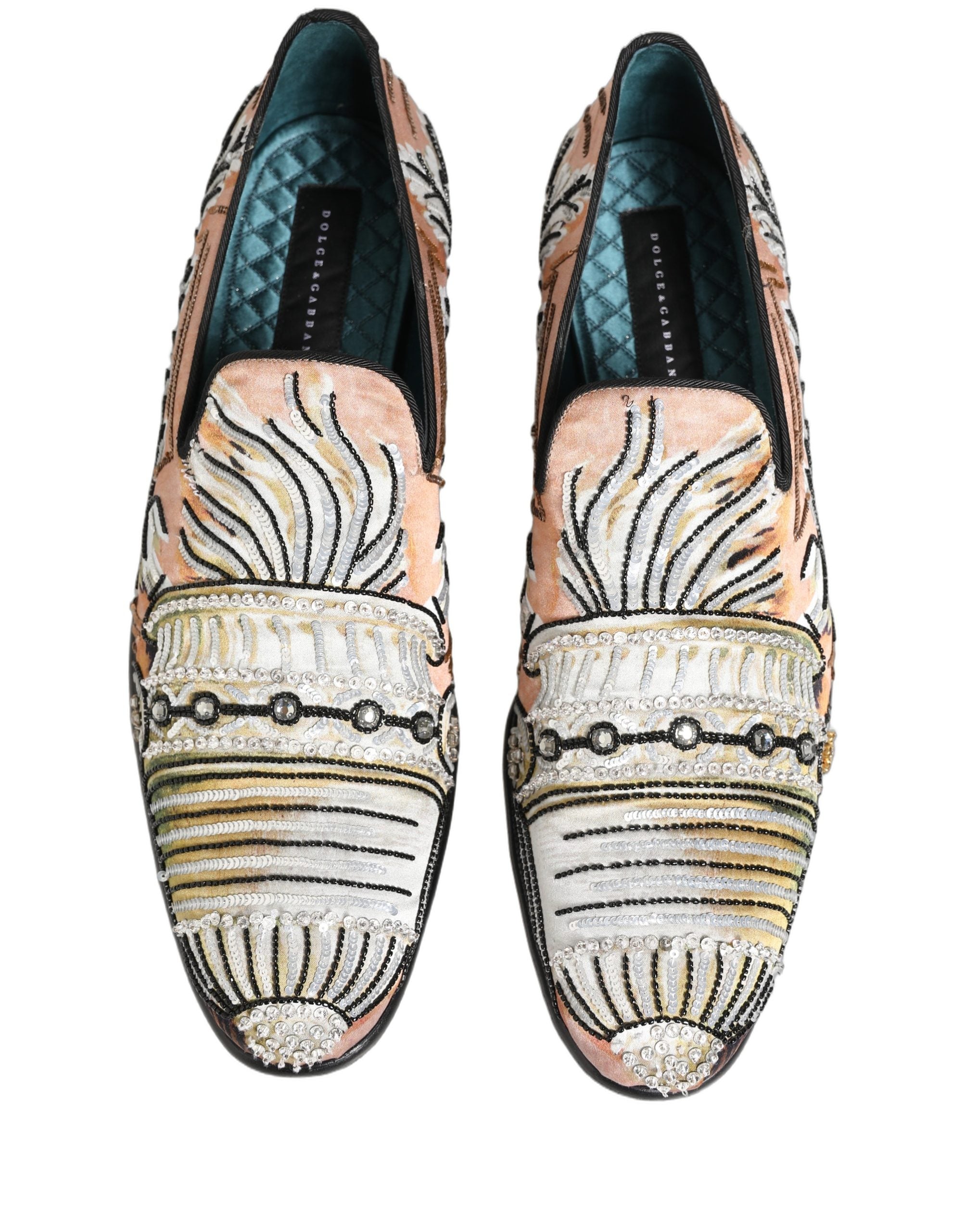 Dolce & Gabbana Multicolor Brocade Sequin Dress Loafers Men's Shoes (Pre-Owned)
