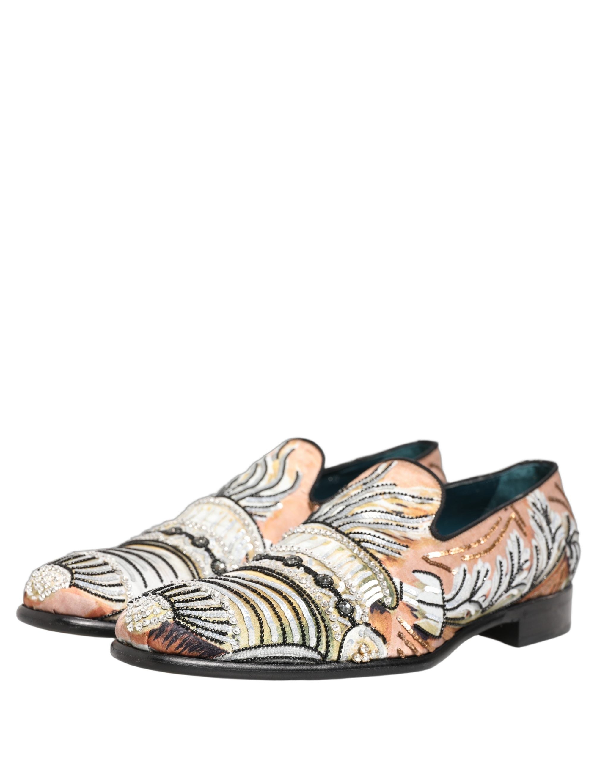 Dolce & Gabbana Multicolor Brocade Sequin Dress Loafers Men's Shoes (Pre-Owned)