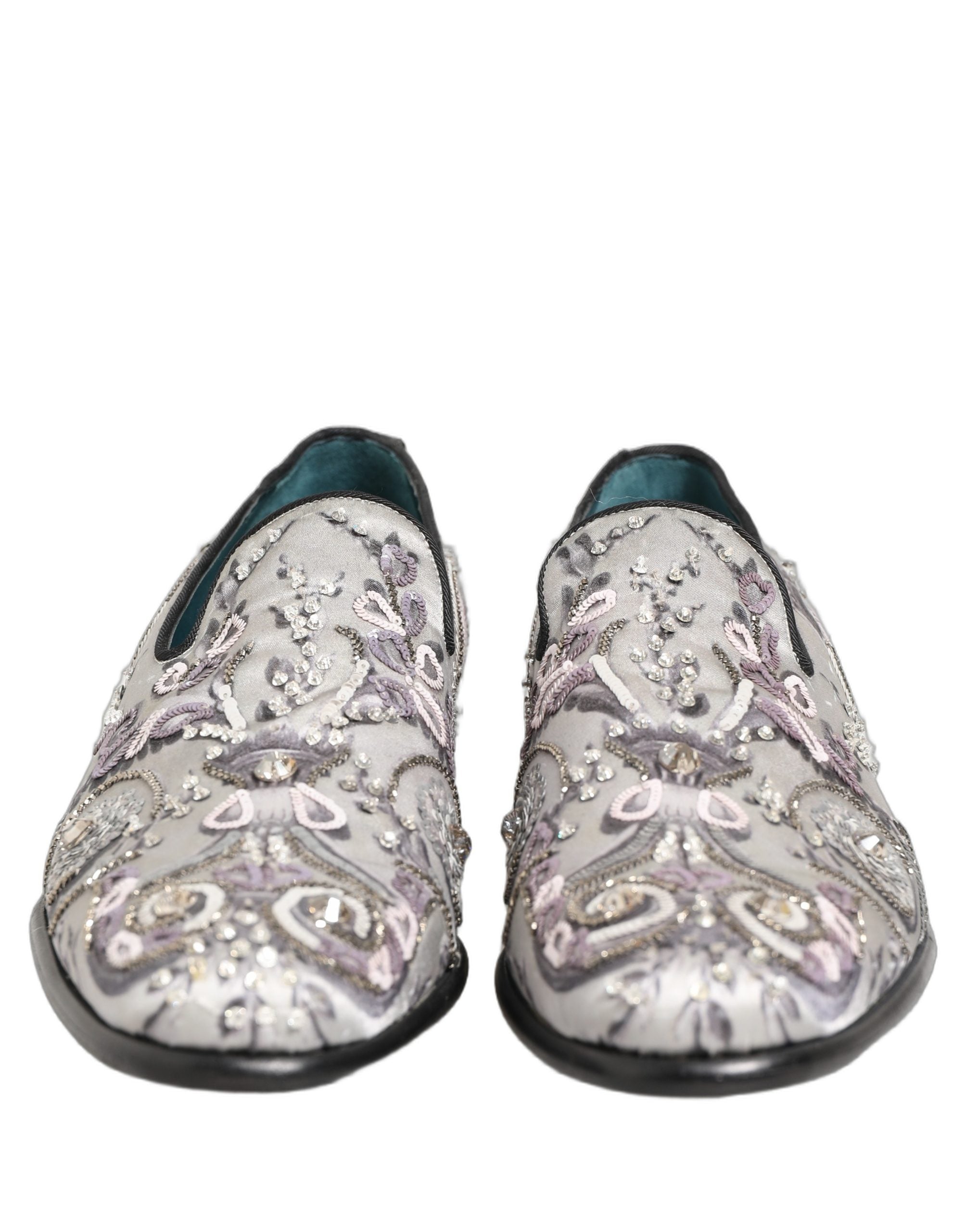 Dolce & Gabbana White Sequined Formal Slip On Loafers Men's Shoes (Pre-Owned)